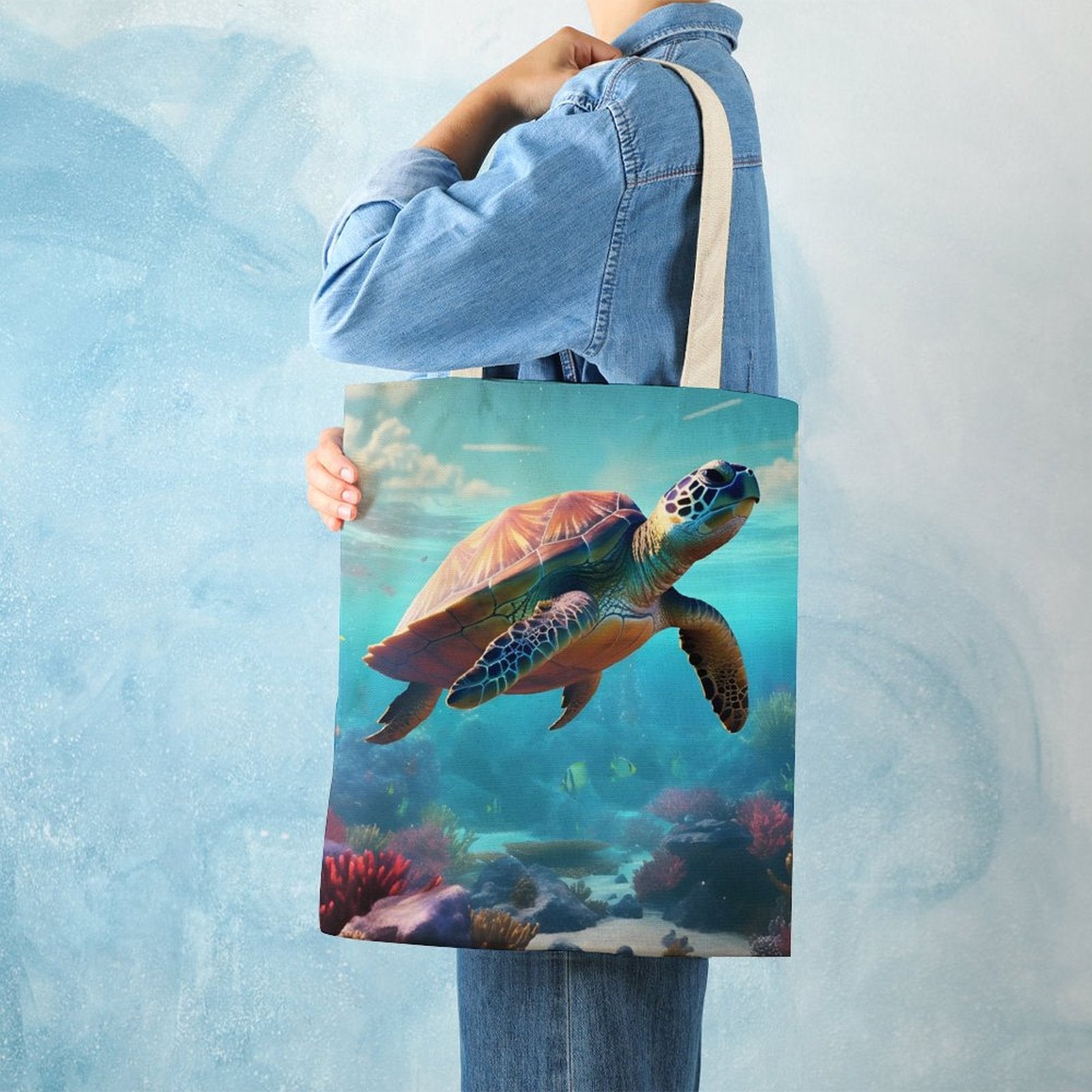 Canvas Tote Bag Double Side, Sea Turtles, B001A006 - iTopMax