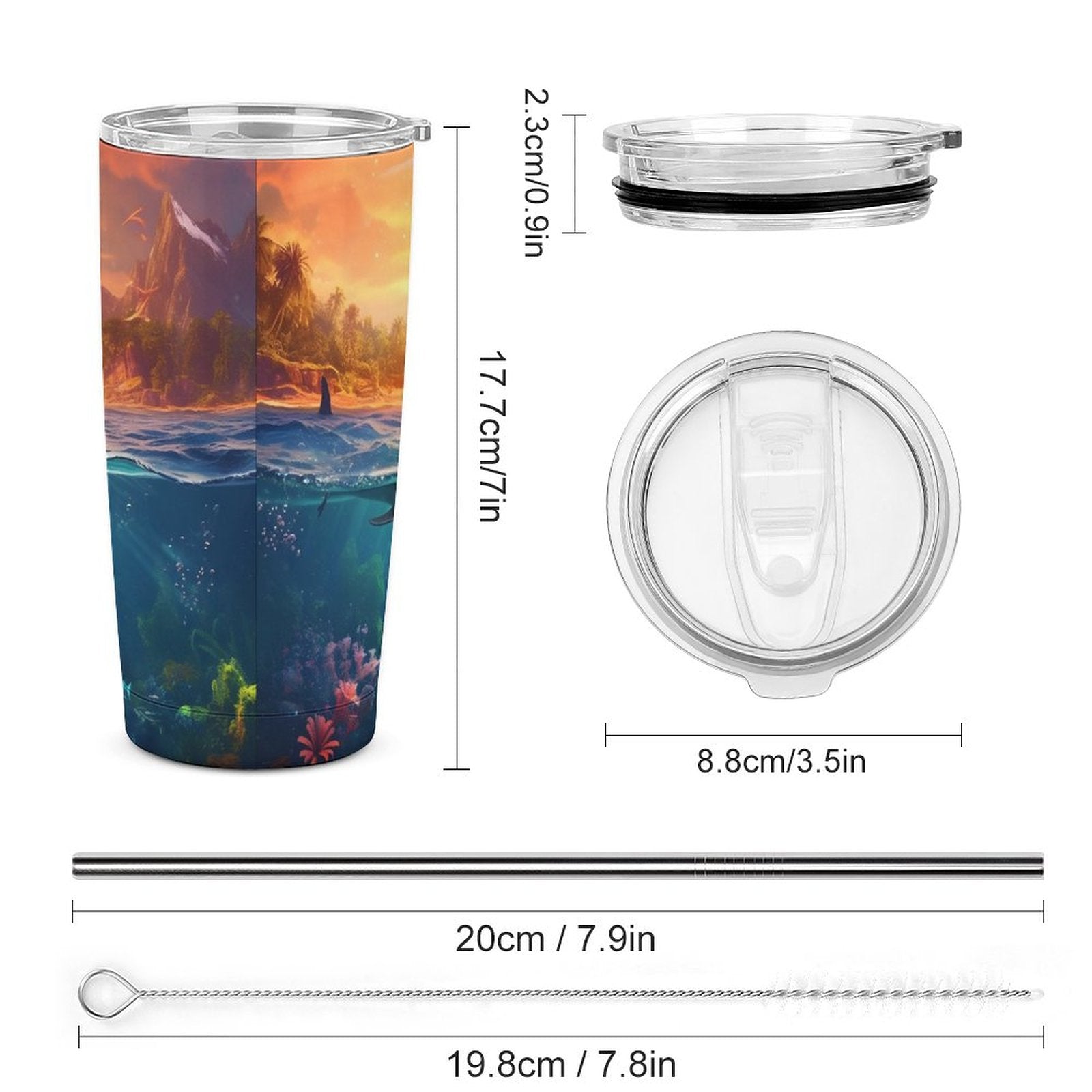 Car Cup Full Width Printed, Dolphins, CA01A01 - iTopMax