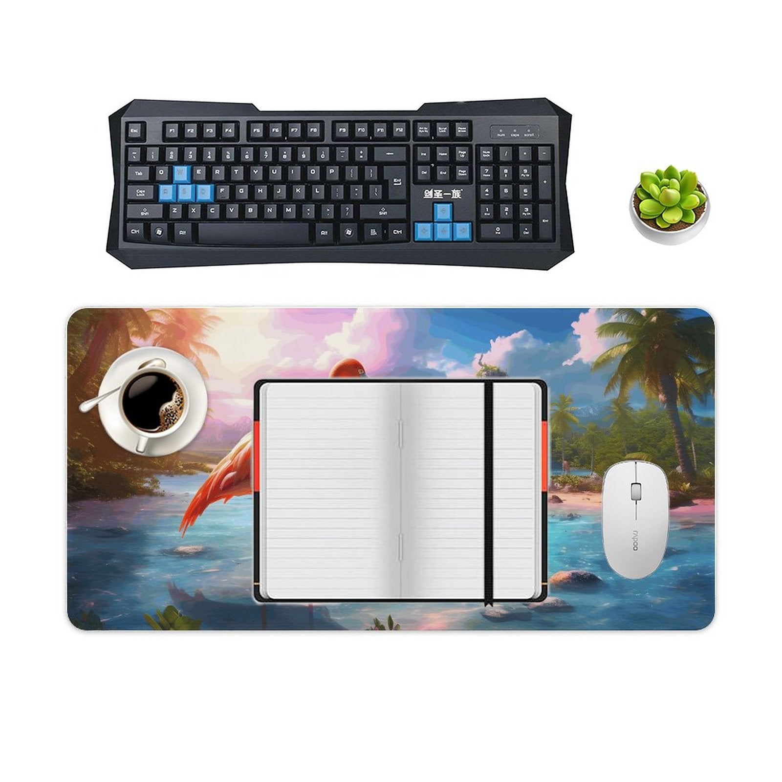 Desk Mat Overlock, Tropical Flamingos, DA04A13 - iTopMax