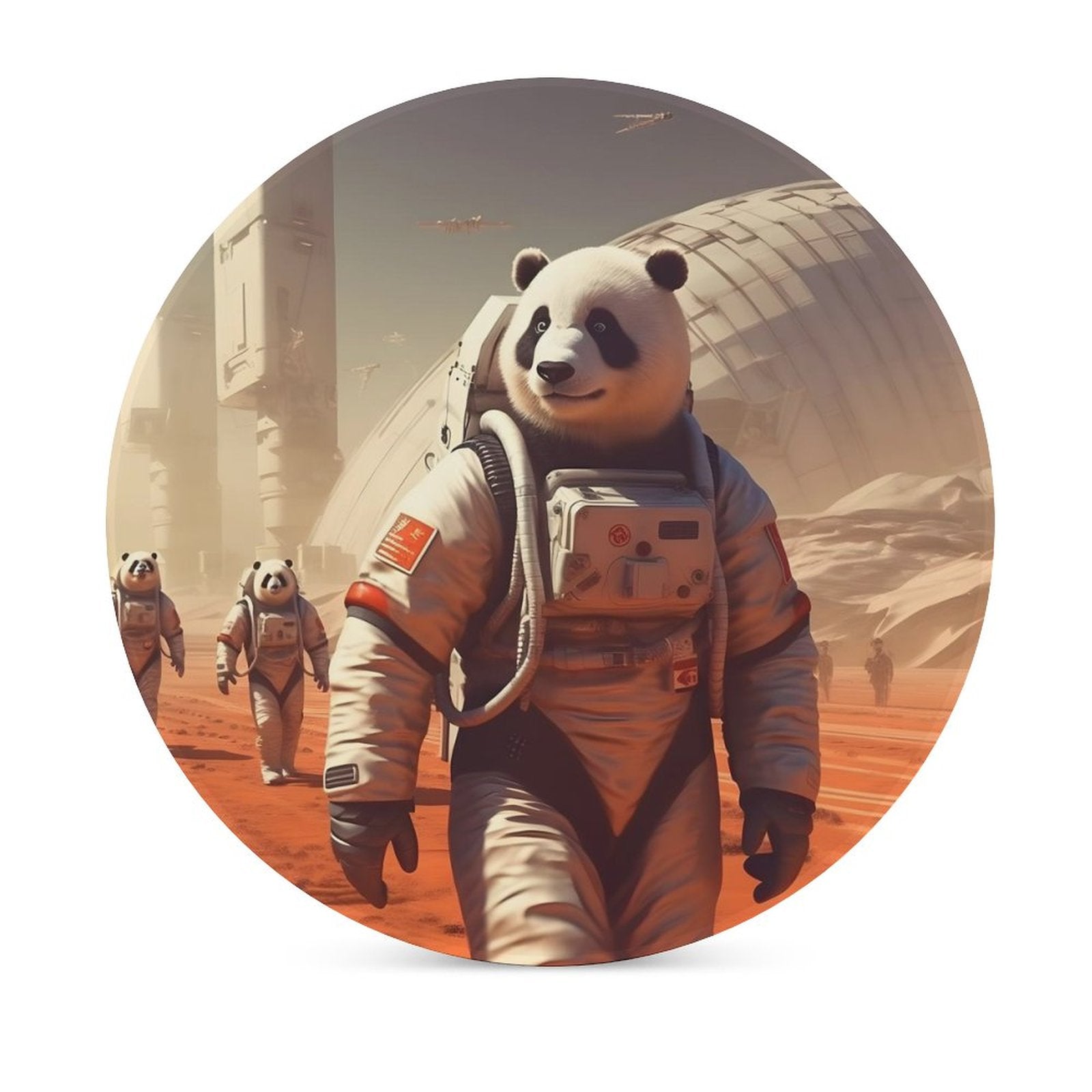 Ceramic Coasters (Round) SolarLab_Pandas_astronaut_walk_on_the_Mars_starship_Cyberpunk_f_54a1f0e3-58cf-429e-ac81-c608447d471a normal-online-PERSONAL DESIGN