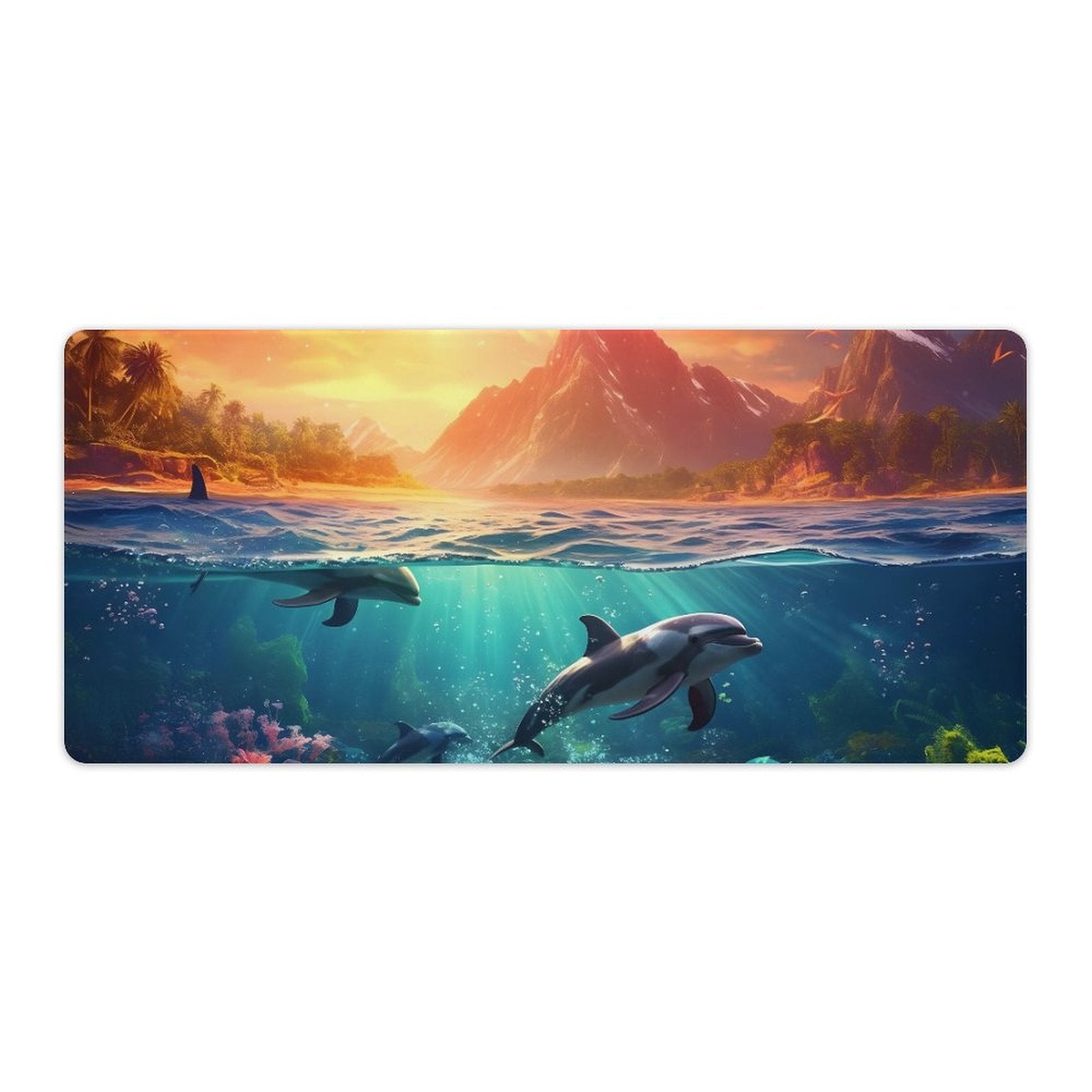 Desk Mat SolarLab_Dolphins_tropical_sea_island_sunlight_fantasy_hyper-de_f2db25c8-82f5-45d9-9ff2-698e69821ae5 normal-online-PERSONAL DESIGN