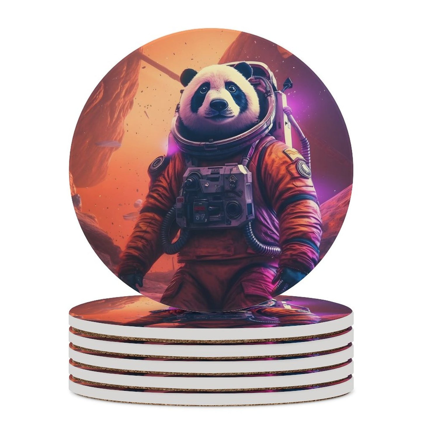 Ceramic Coasters (Round) SolarLab_a_Panda_astronaut_walk_on_the_Mars_spaceship_Cyberpunk_e2ab4124-d37f-4030-8cc7-141a47bbb18d normal-online-PERSONAL DESIGN