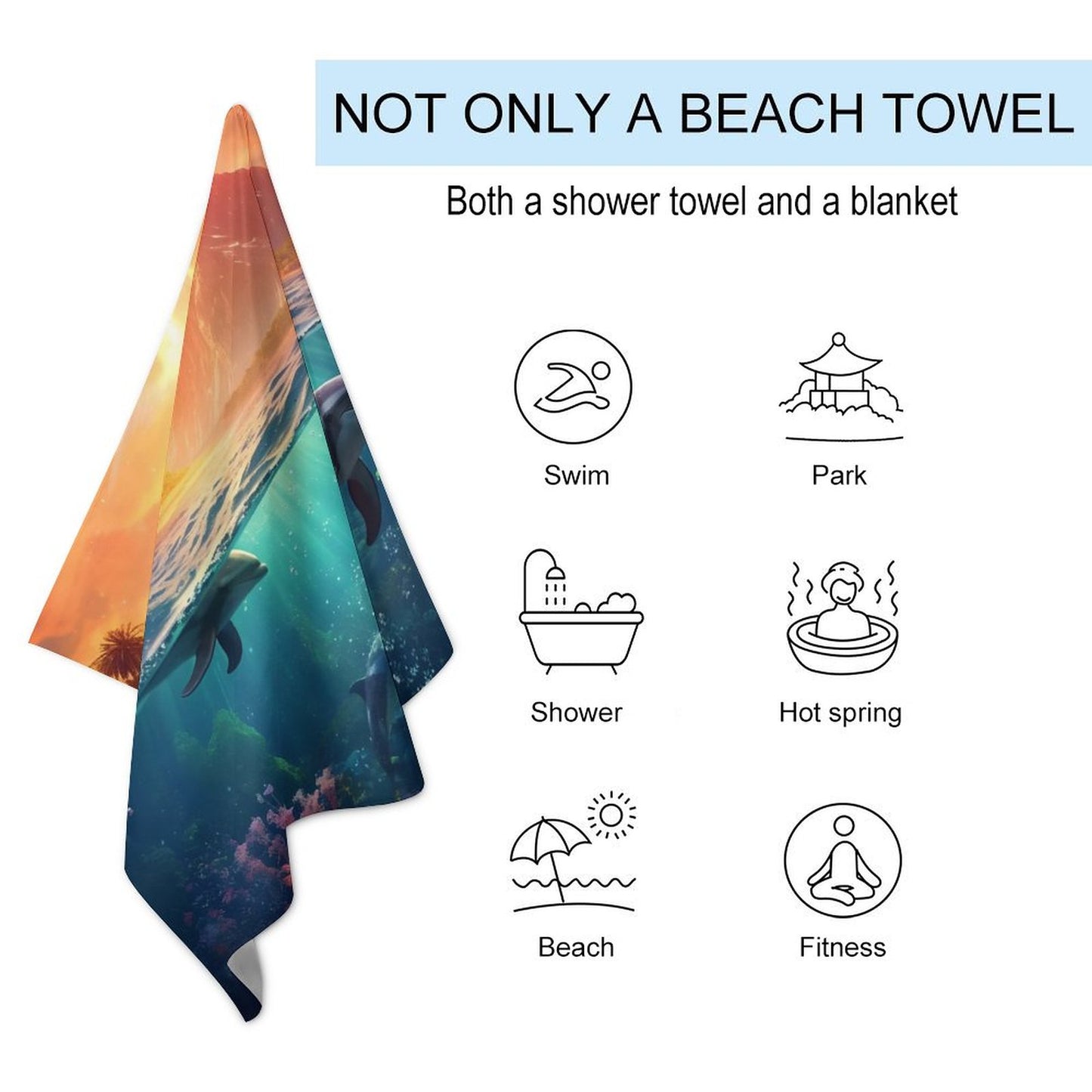 Beach Towel SolarLab_Dolphins_tropical_sea_island_sunlight_fantasy_hyper-de_f2db25c8-82f5-45d9-9ff2-698e69821ae5 Style One Size normal-online-PERSONAL DESIGN