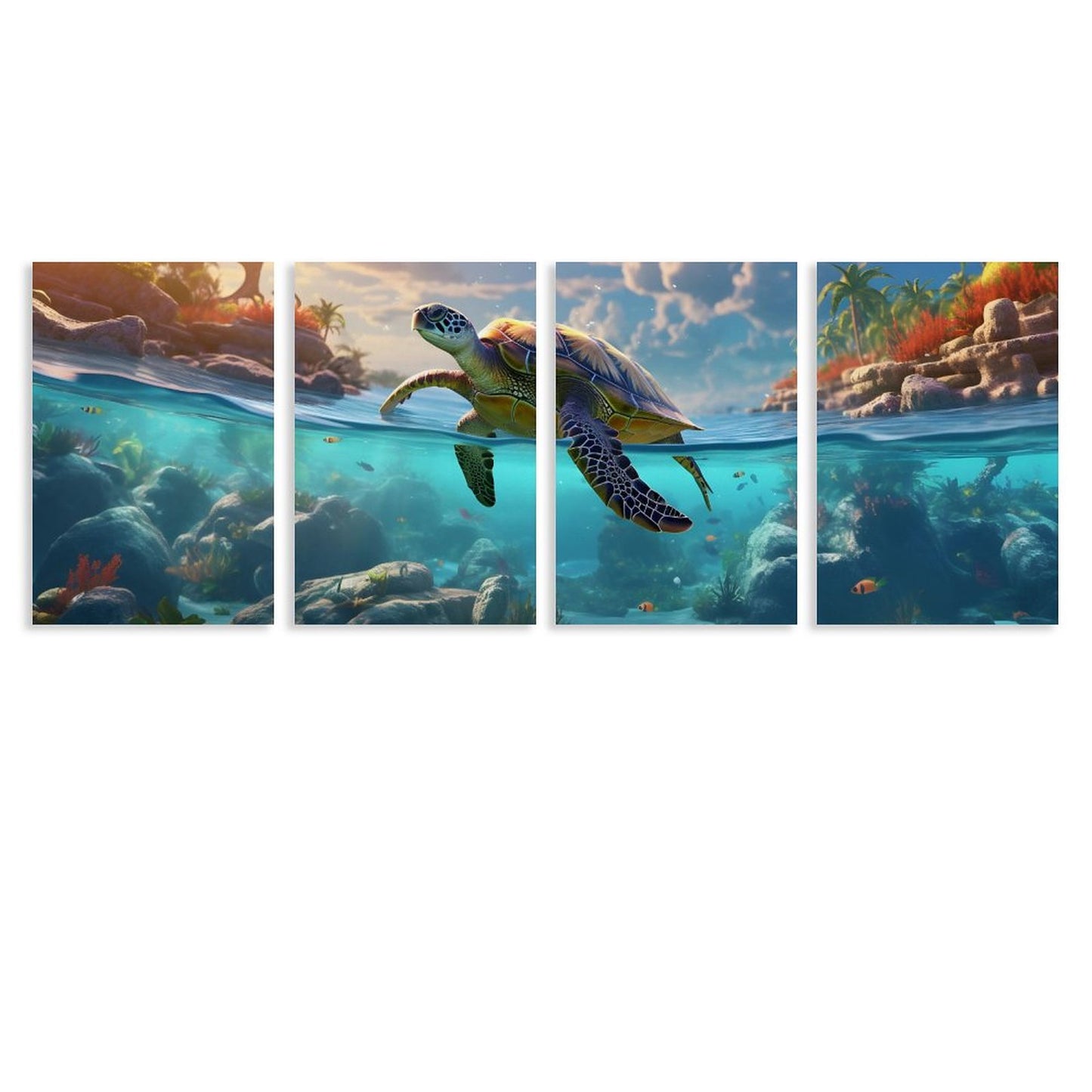 4 Panel Hanging Posters Vertical SolarLab_Sea_turtles_tropical_sea_island_sunlight_hyper-detail__88c311a8-1508-4981-8598-3d2b7de2cfd0 normal-online-PERSONAL DESIGN