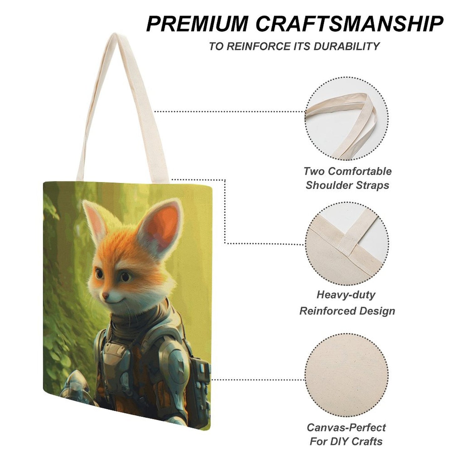 Canvas Tote Bag Double Fox_004 Style 38×41cm normal-online-PERSONAL DESIGN