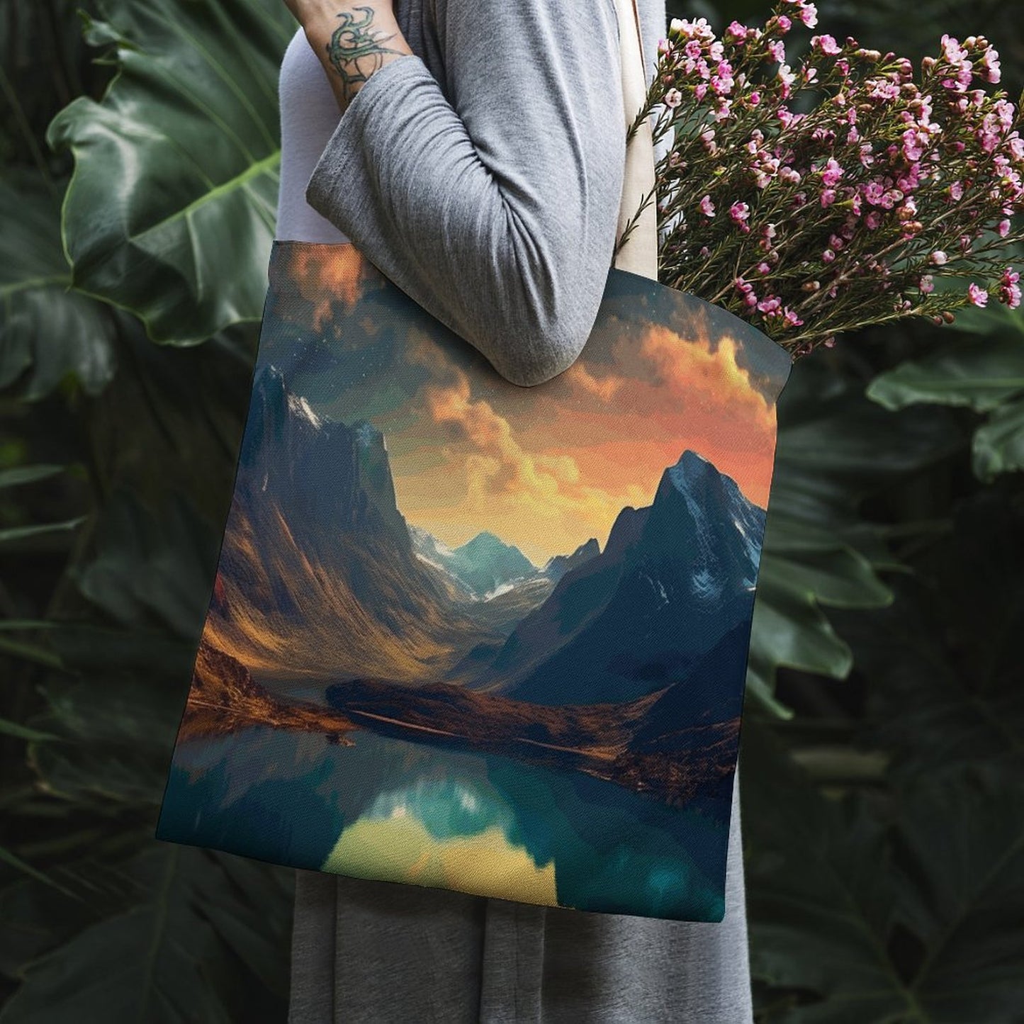 Canvas Tote Bag Double SolarLab_Norwegian_aurora_summer_mountains_forests_hyper-detail_b24d068a-fdf6-4546-a8c1-9a8ab663bddf Style-7 38×41cm normal-online-PERSONAL DESIGN