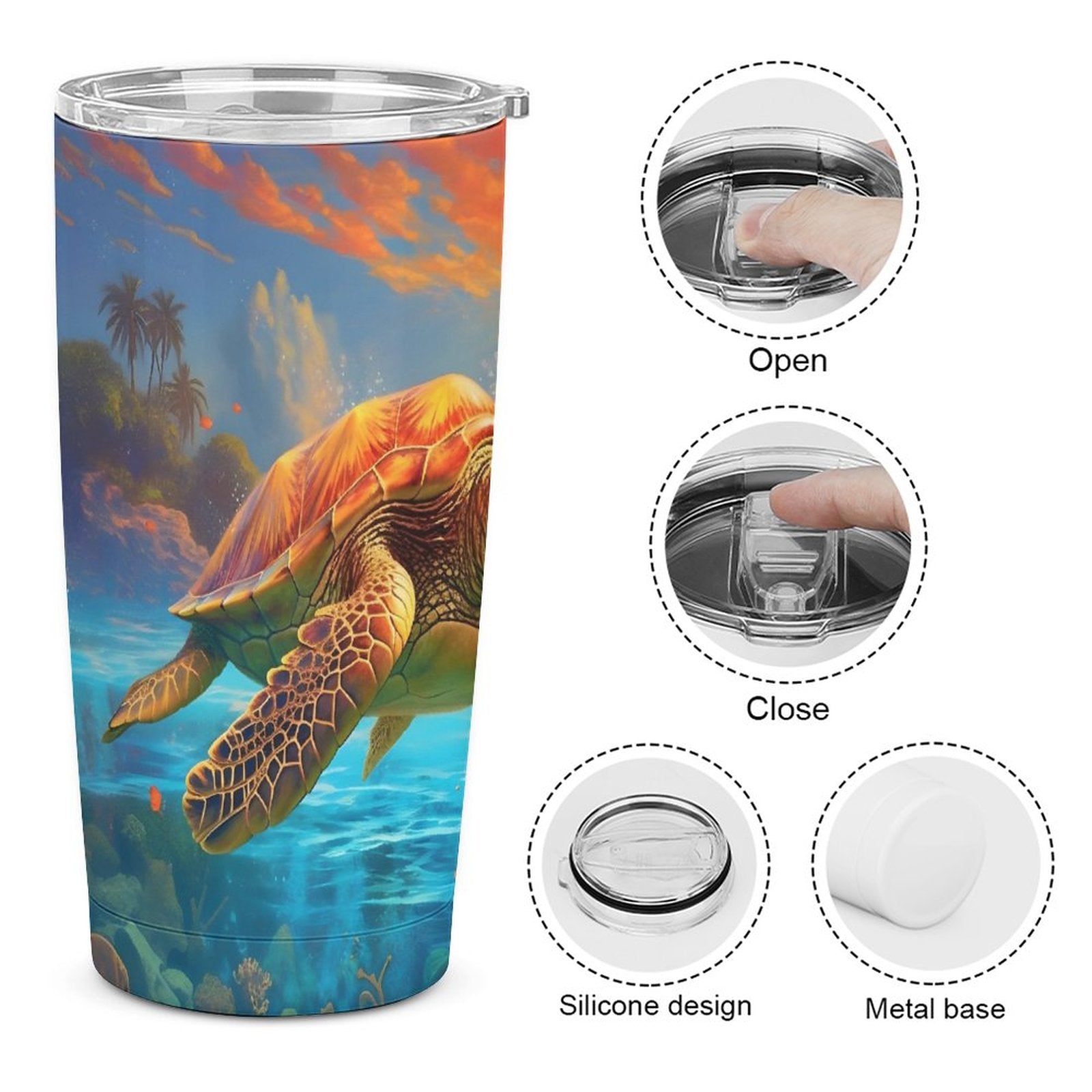Car Cup Full Width Printed, Sea turtles, CA01A16 - iTopMax