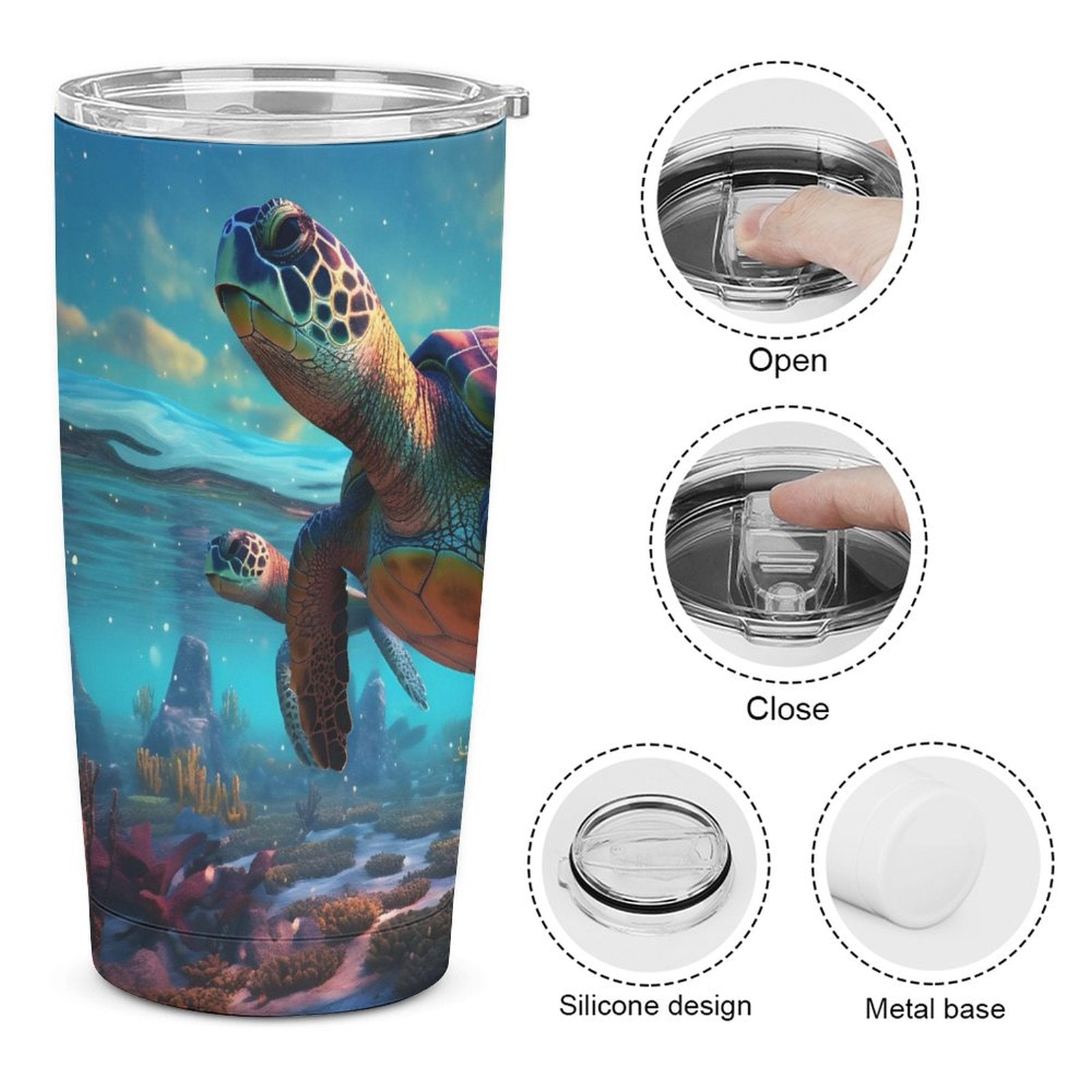 Car Cup Full Width Printed, Sea turtles, CA01A11 - iTopMax