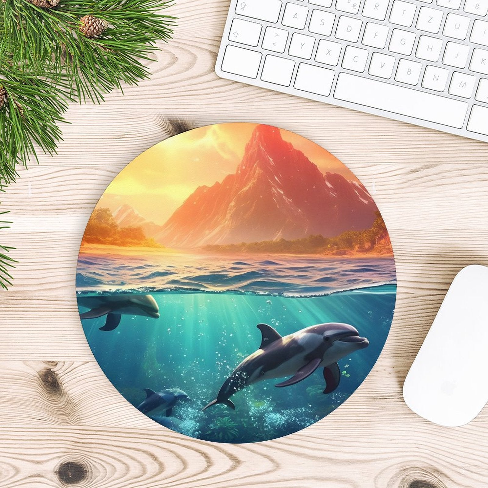 Mouse Pad SolarLab_Dolphins_tropical_sea_island_sunlight_fantasy_hyper-de_f2db25c8-82f5-45d9-9ff2-698e69821ae5 Style-8 20*20cm normal-online-PERSONAL DESIGN