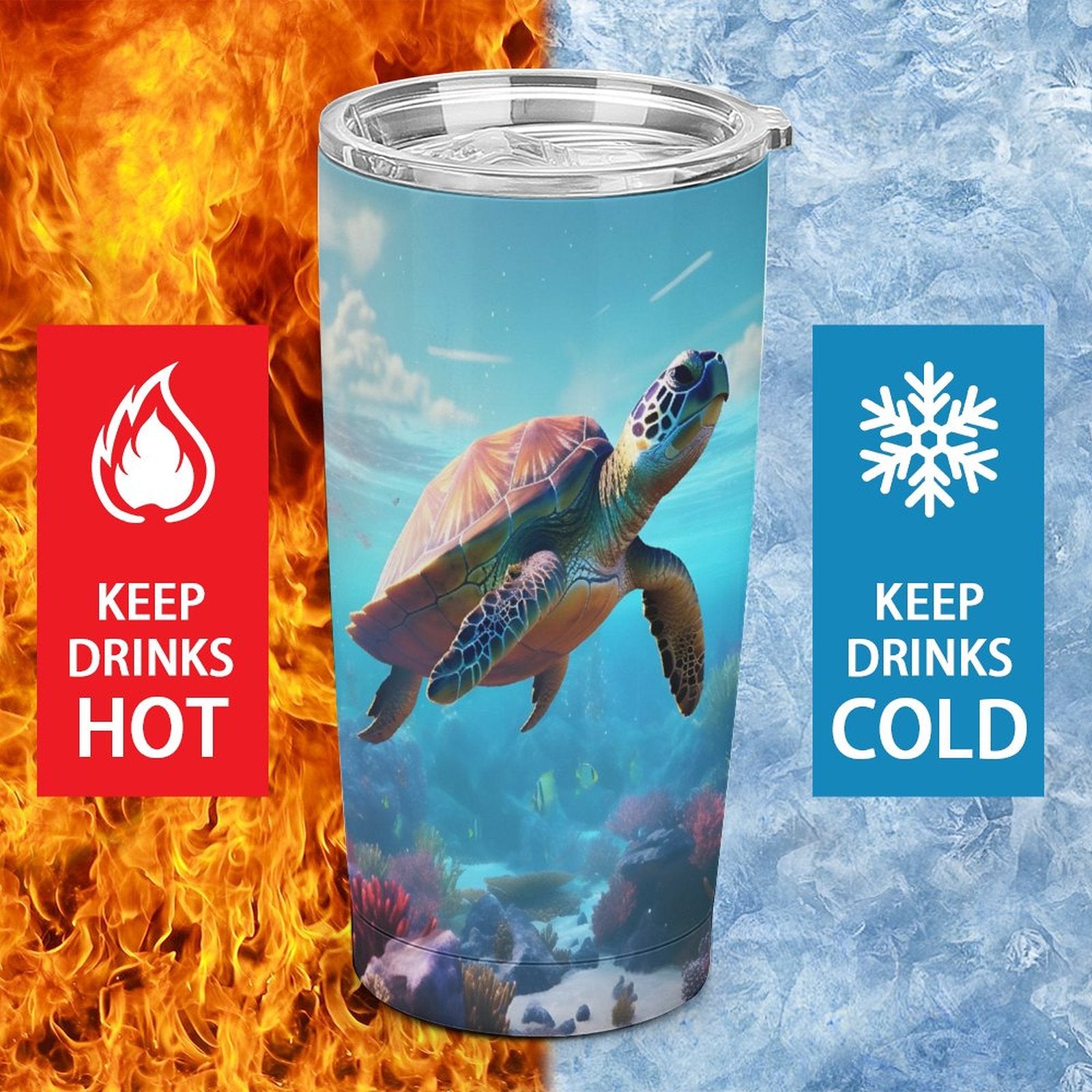 Car Cup Full Width Printed, Sea turtles, CA01A13 - iTopMax