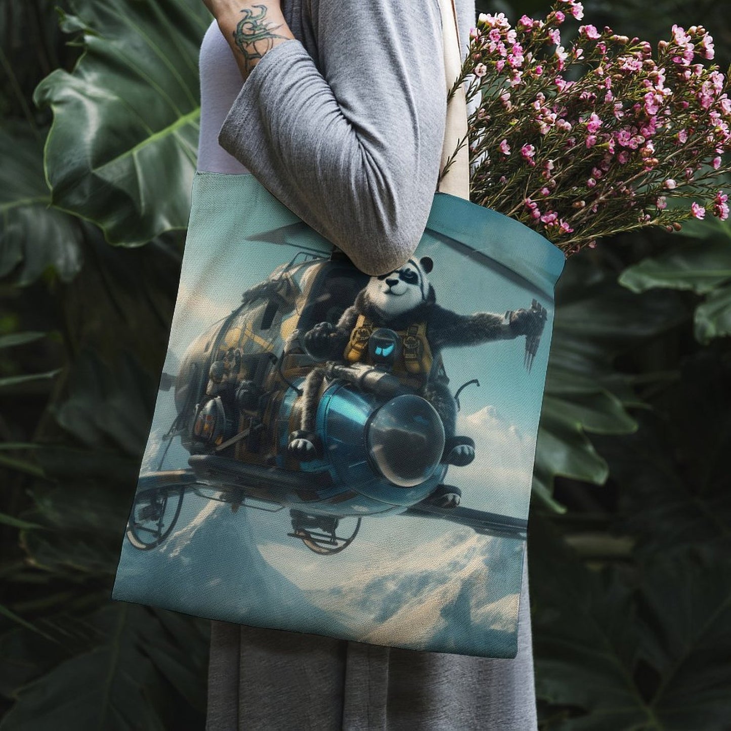 Canvas Tote Bag Double SolarLab_a_Panda_pilot_fly_a_super_helicopter_in_the_sky_on_sno_3f88c134-1793-4418-82af-6834fd4bb821 Style-1 38×41cm normal-online-PERSONAL DESIGN