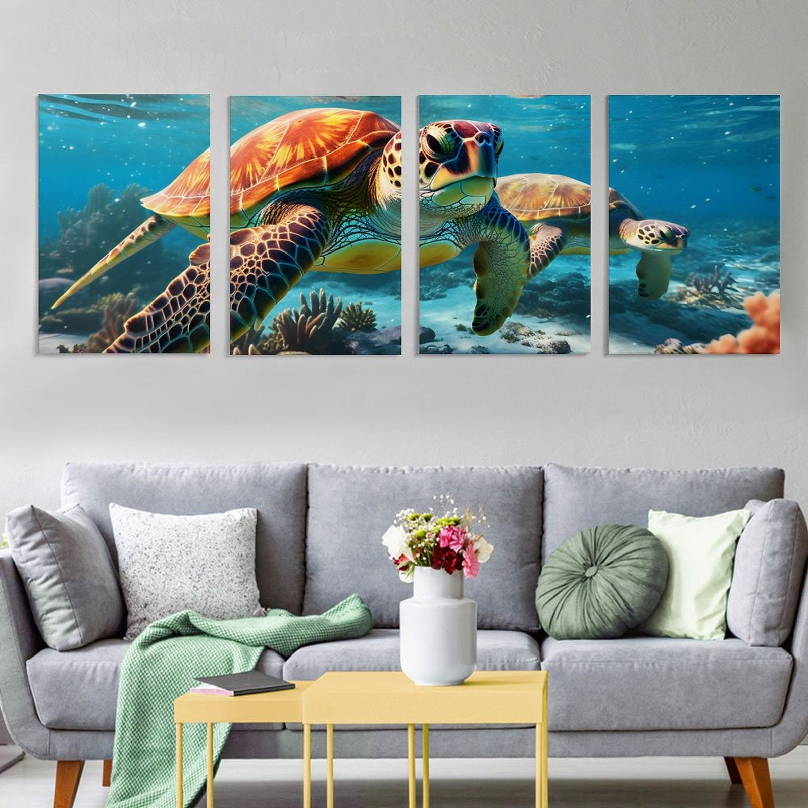 4 Panel Hanging Posters Vertical SolarLab_Sea_turtles_tropical_sea_island_sunlight_hyper-detail__f51f3df4-db17-400d-8a6f-7664e53448e9 normal-online-PERSONAL DESIGN
