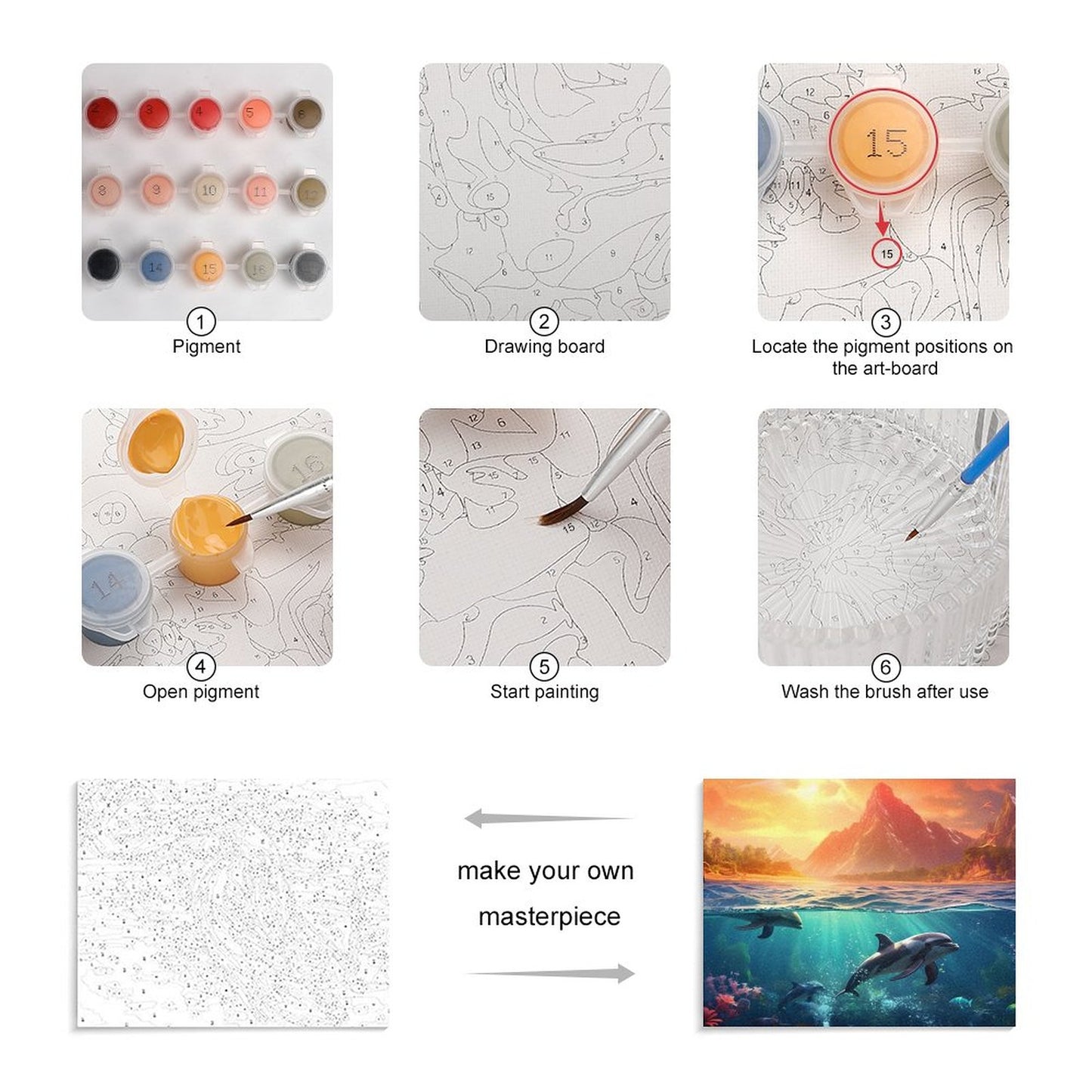 Paint by Number SolarLab_Dolphins_tropical_sea_island_sunlight_fantasy_hyper-de_f2db25c8-82f5-45d9-9ff2-698e69821ae5 Style 20*16inch (50*40CM） normal-online-PERSONAL DESIGN