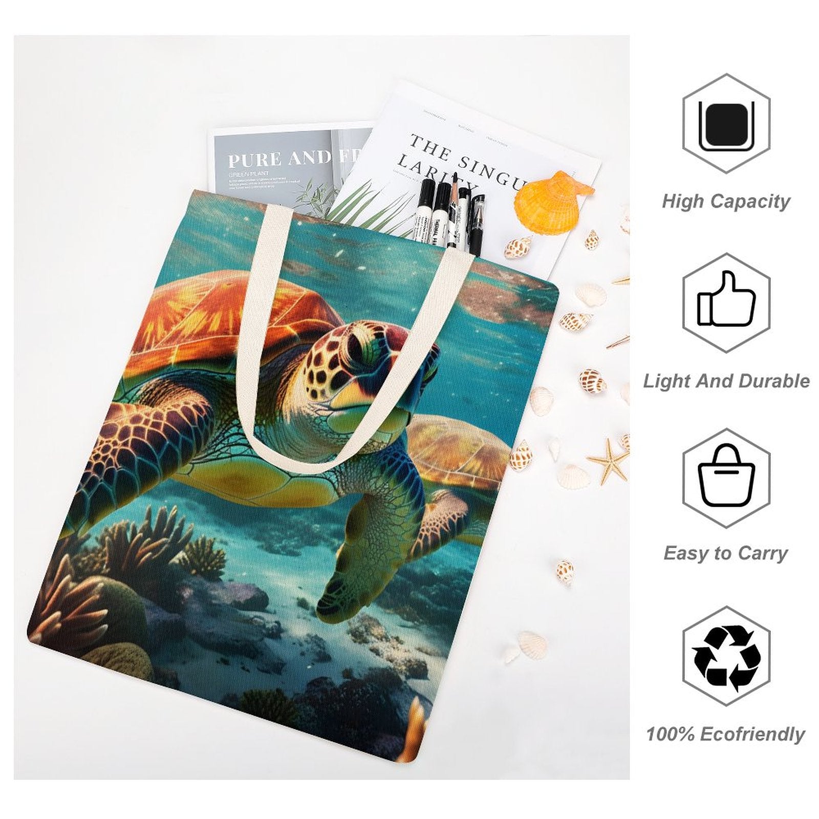 Canvas Tote Bag Double Side, Sea Turtles, B001A005 - iTopMax