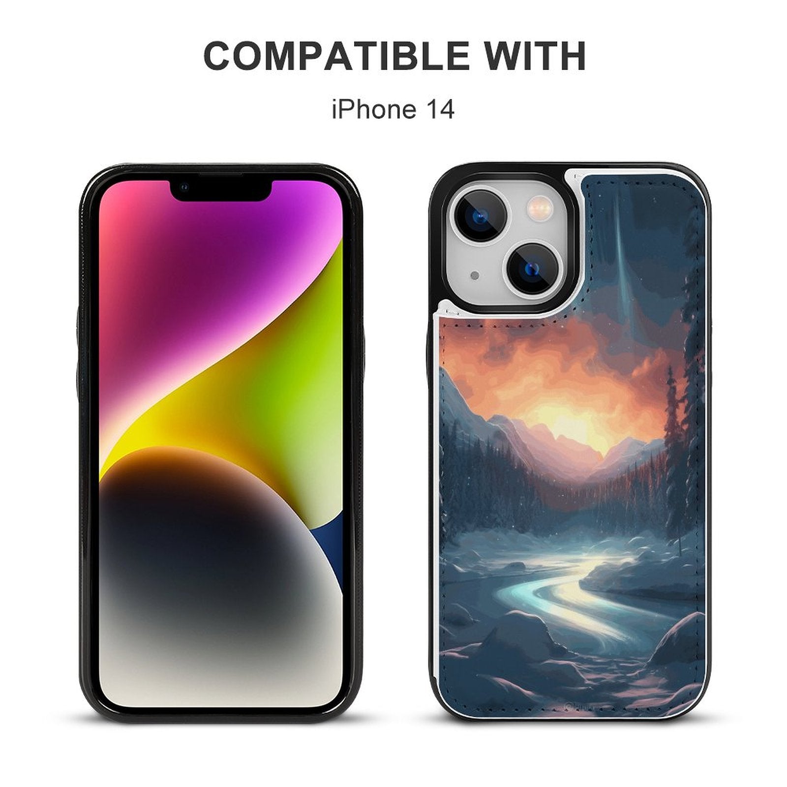 Mobile Phone Case for Apple IPhone 14 SolarLab_Norwegian_aurora_winter_mountains_forests_hyper-detail_569b47dc-9312-4b74-b052-f4d3b554921e normal-online-PERSONAL DESIGN