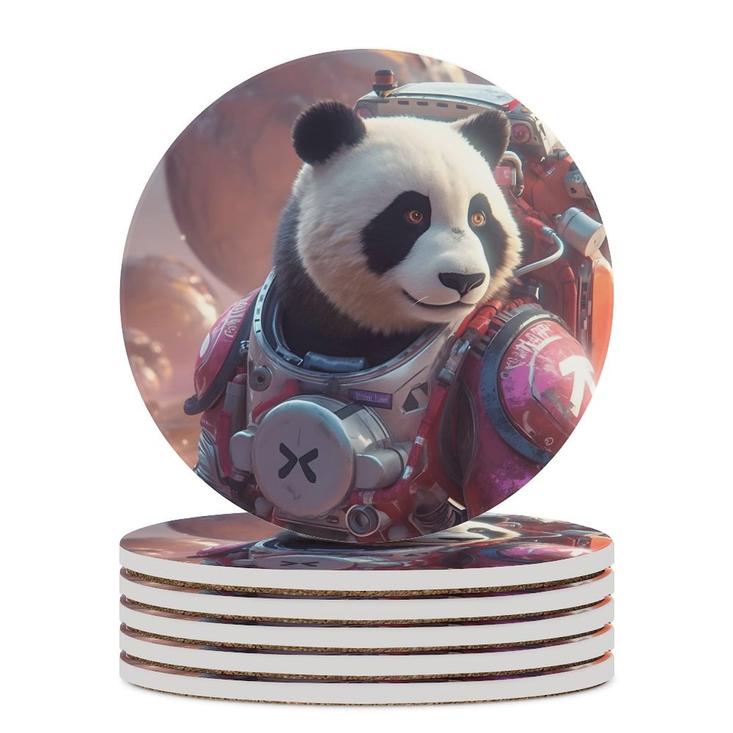 Ceramic Coasters (Round) SolarLab_a_Panda_astronaut_walk_on_the_Mars_spaceship_sci-fi_pu_44cd361c-32e6-49e9-b2c6-7ab2577bb9f1 normal-online-PERSONAL DESIGN