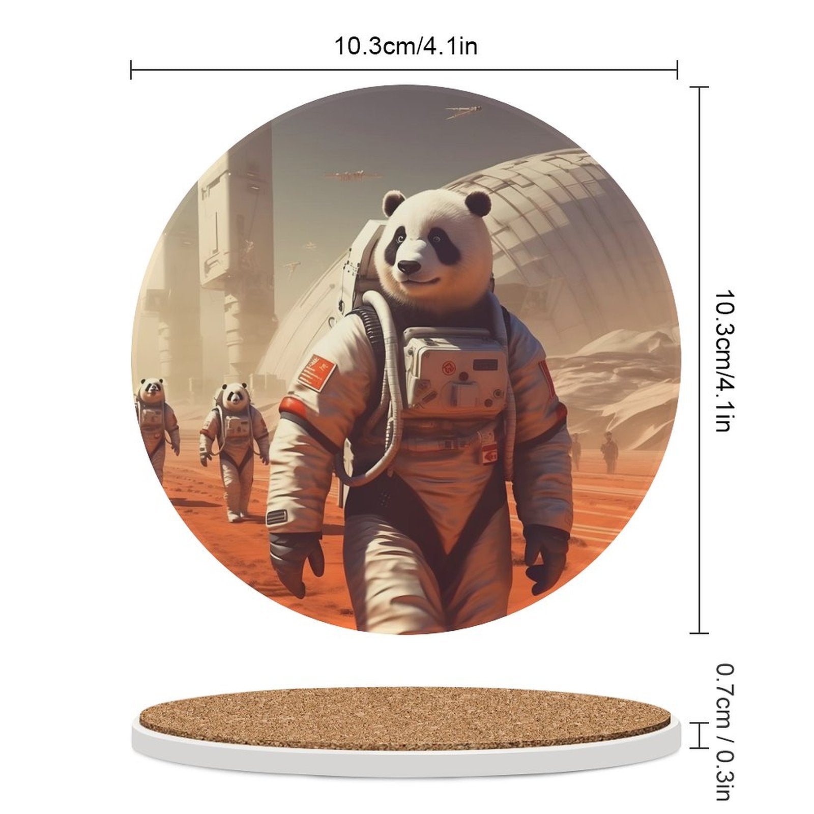Ceramic Coasters (Round) SolarLab_Pandas_astronaut_walk_on_the_Mars_starship_Cyberpunk_f_54a1f0e3-58cf-429e-ac81-c608447d471a normal-online-PERSONAL DESIGN