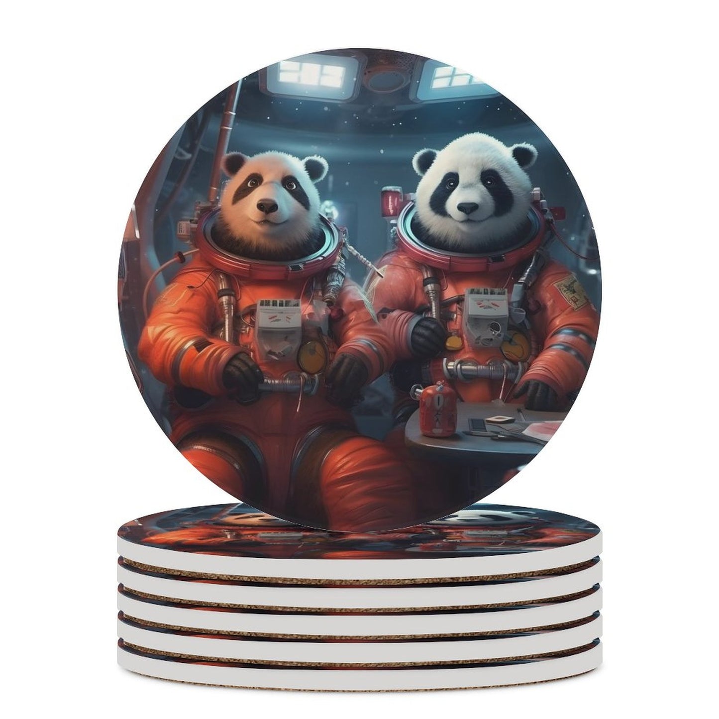 Ceramic Coasters (Round) SolarLab_Two_panda_astronauts_piloted_a_spaceship_from_Earth_to_7a8942ab-78f7-47b8-a6c0-2255034acd11 normal-online-PERSONAL DESIGN