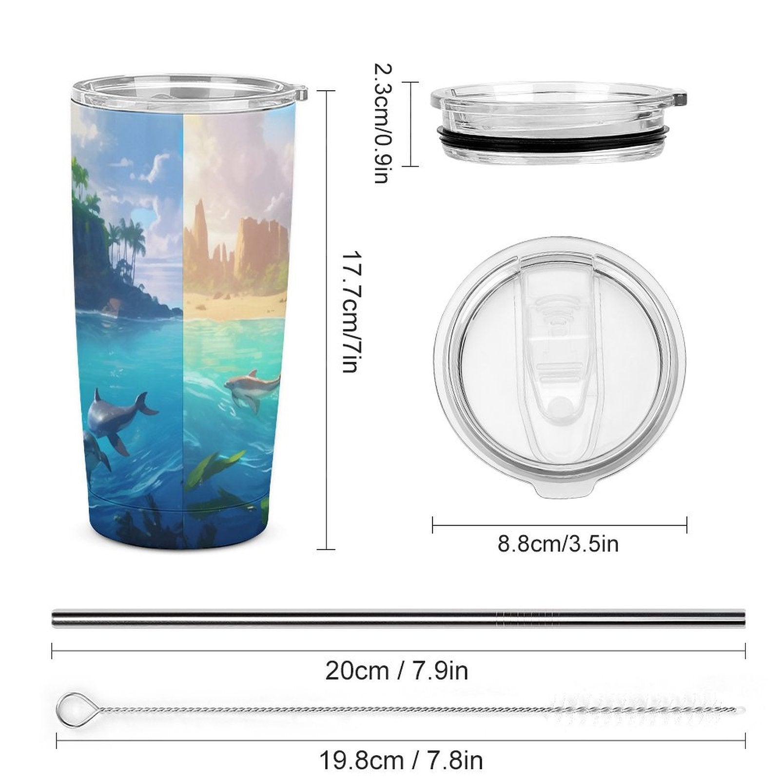 Car Cup Full Width Printed, Dolphins, CA01A03 - iTopMax