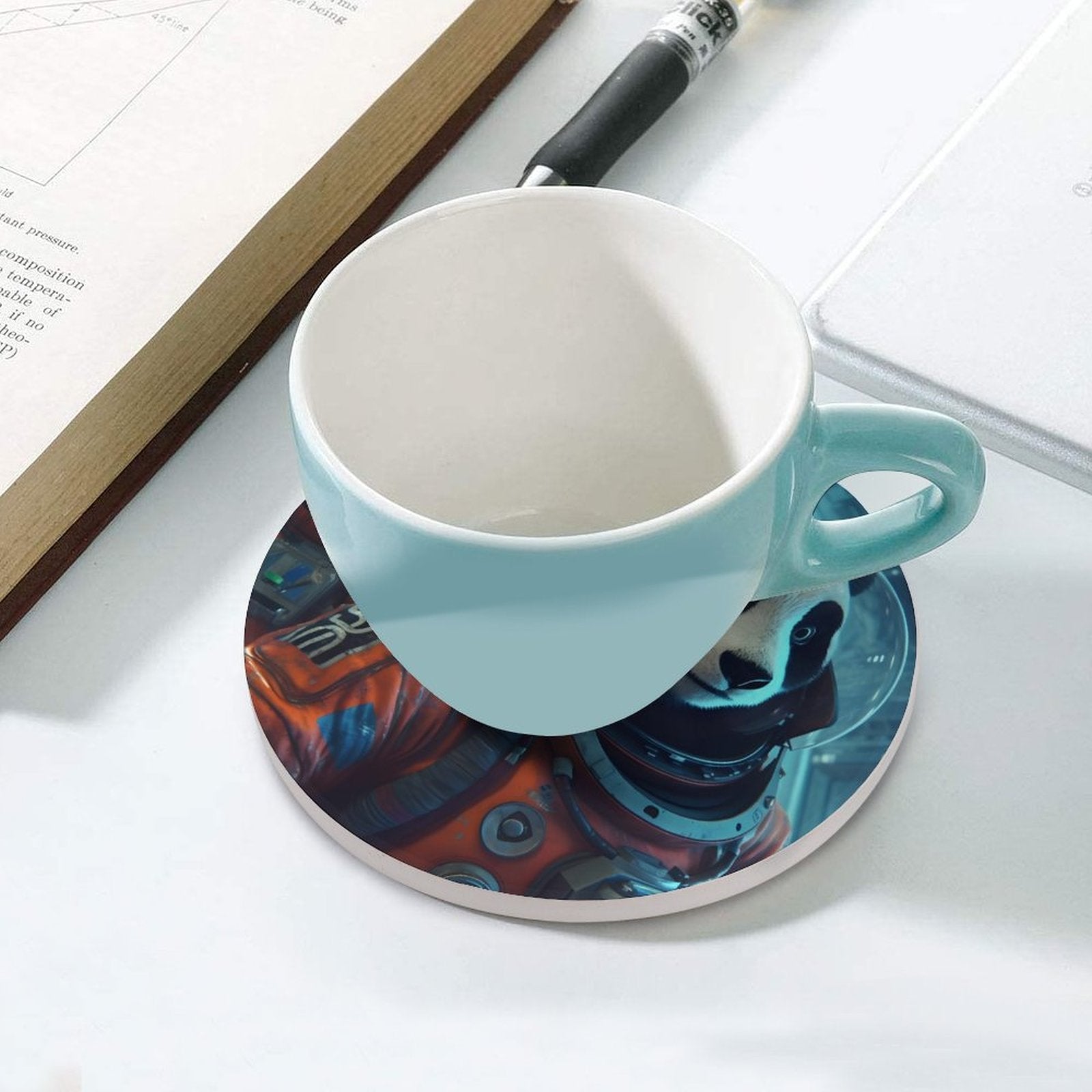 Ceramic Coasters (Round) SolarLab_Two_panda_astronauts_piloted_a_spaceship_from_Earth_to_219bb91d-8ff7-4813-8efa-fdf504001a79 normal-online-PERSONAL DESIGN