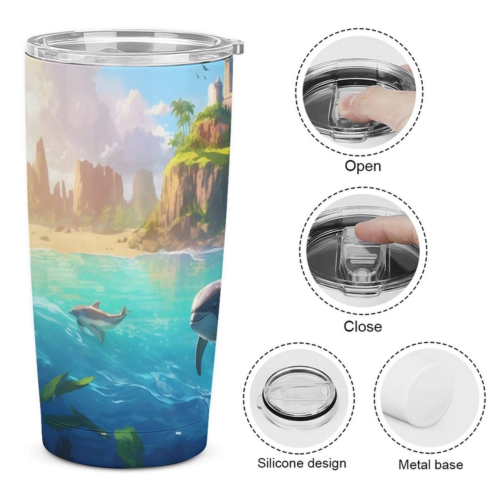 Car Cup Full Width Printed, Dolphins, CA01A03 - iTopMax
