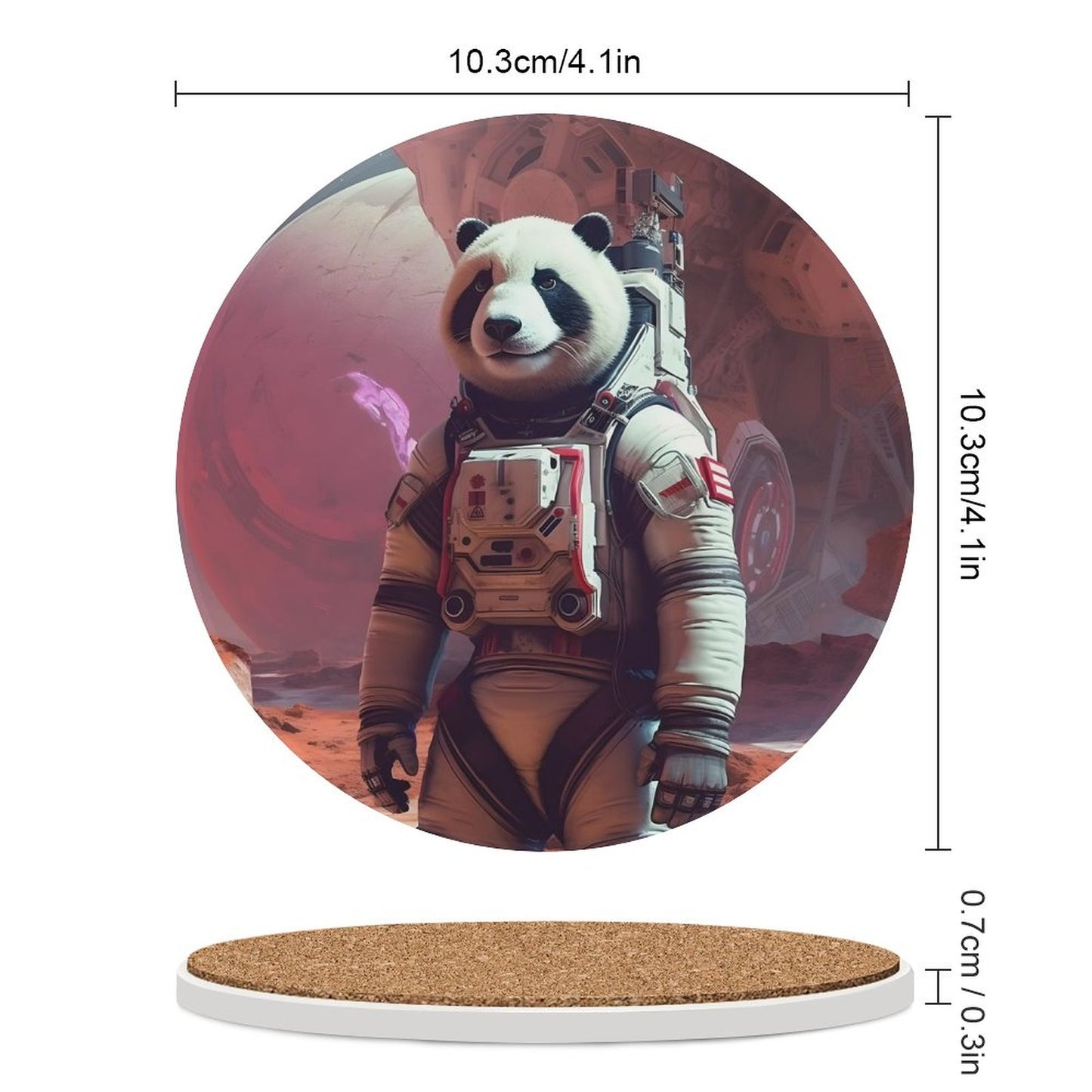 Ceramic Coasters (Round) SolarLab_a_Panda_astronaut_walk_on_the_Mars_starship_Cyberpunk__2c9bca64-42ac-4372-9004-11ba37f4a622 normal-online-PERSONAL DESIGN