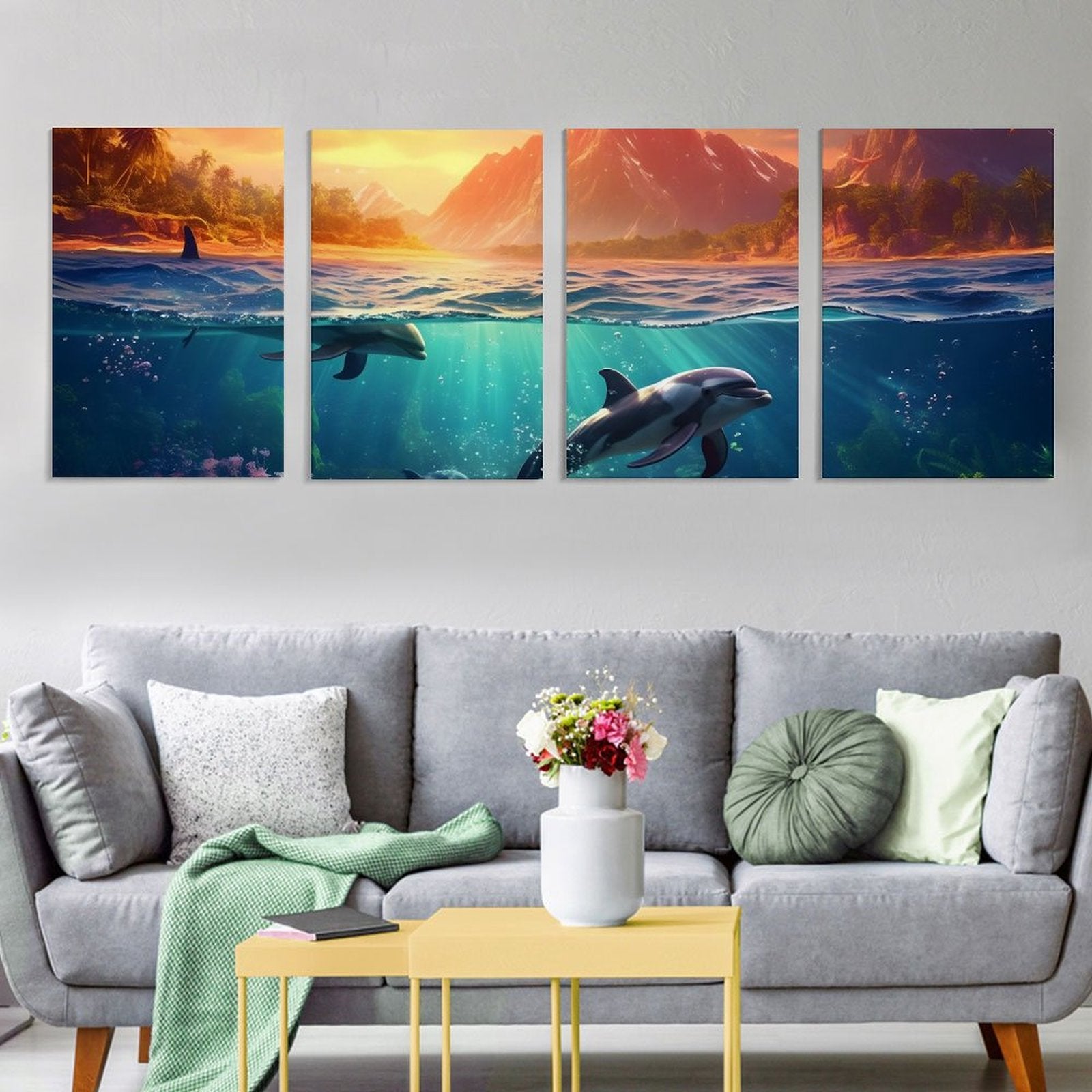 4 Panel Hanging Posters Vertical SolarLab_Dolphins_tropical_sea_island_sunlight_fantasy_hyper-de_f2db25c8-82f5-45d9-9ff2-698e69821ae5 normal-online-PERSONAL DESIGN