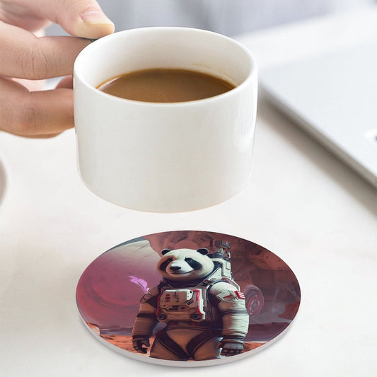 Ceramic Coasters (Round) SolarLab_a_Panda_astronaut_walk_on_the_Mars_starship_Cyberpunk__2c9bca64-42ac-4372-9004-11ba37f4a622 normal-online-PERSONAL DESIGN