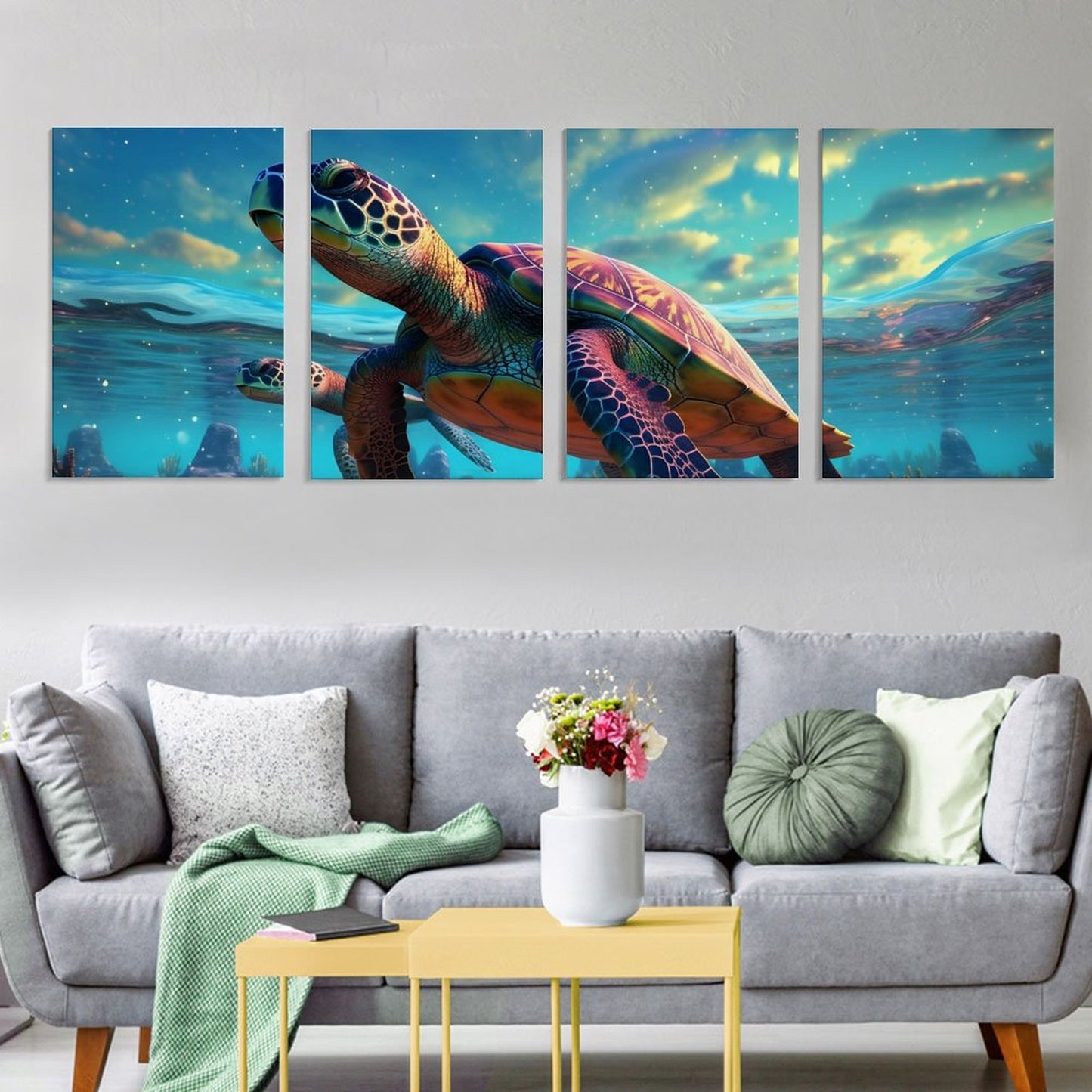 4 Panel Hanging Posters Vertical SolarLab_Sea_turtles_tropical_sea_island_sunlight_fantasy_art_d_8c17eb4f-0c33-48bc-80bd-25ce9d585c40 normal-online-PERSONAL DESIGN
