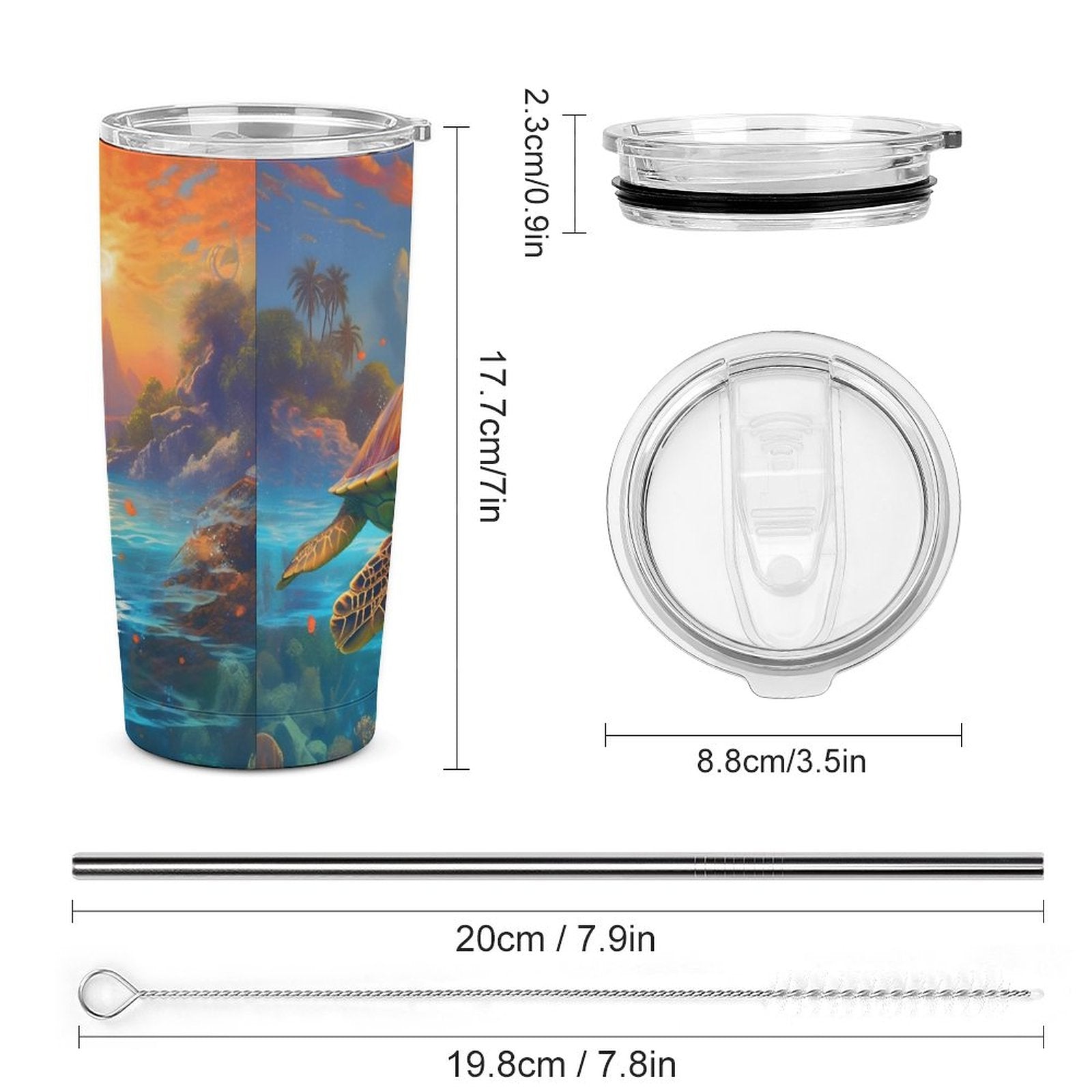 Car Cup Full Width Printed, Sea turtles, CA01A16 - iTopMax