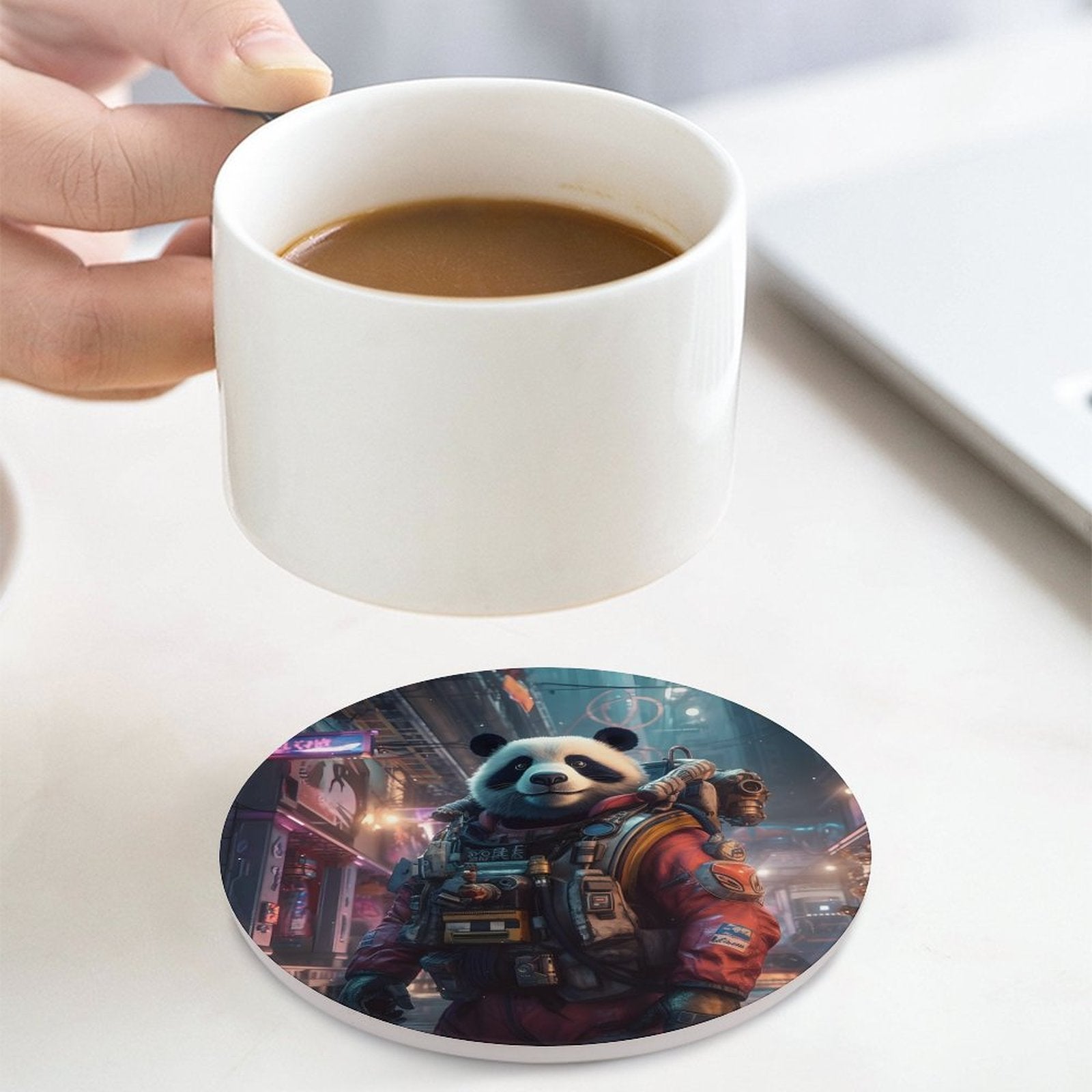 Ceramic Coasters (Round) SolarLab_a_Panda_astronaut_walk_on_the_space_rocket_Cyberpunk_f_7ebe1c4d-9ec7-4909-bd5d-cab48a4a3fa7 normal-online-PERSONAL DESIGN