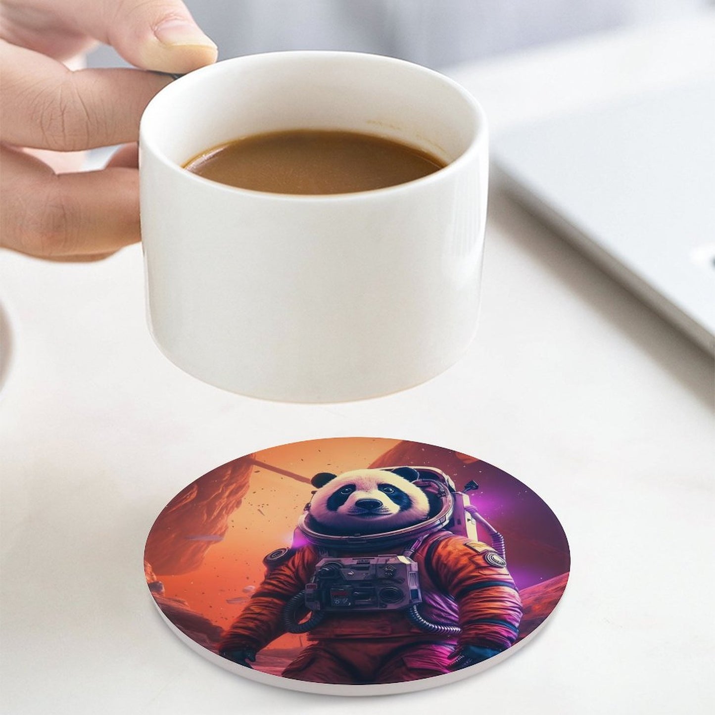 Ceramic Coasters (Round) SolarLab_a_Panda_astronaut_walk_on_the_Mars_spaceship_Cyberpunk_e2ab4124-d37f-4030-8cc7-141a47bbb18d normal-online-PERSONAL DESIGN