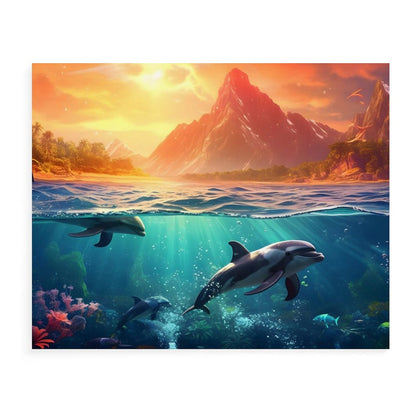Paint by Number SolarLab_Dolphins_tropical_sea_island_sunlight_fantasy_hyper-de_f2db25c8-82f5-45d9-9ff2-698e69821ae5 Style 20*16inch (50*40CM） normal-online-PERSONAL DESIGN