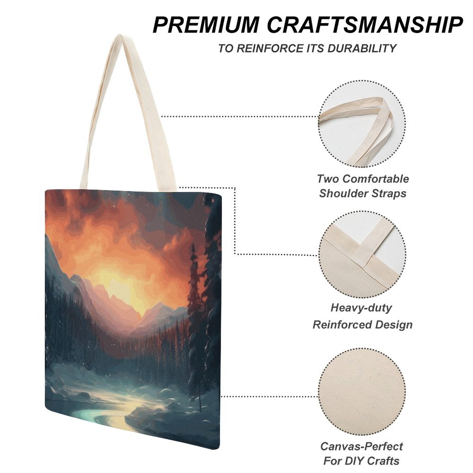 Canvas Tote Bag Double SolarLab_Norwegian_aurora_winter_mountains_forests_hyper-detail_569b47dc-9312-4b74-b052-f4d3b554921e Style-6 38×41cm normal-online-PERSONAL DESIGN