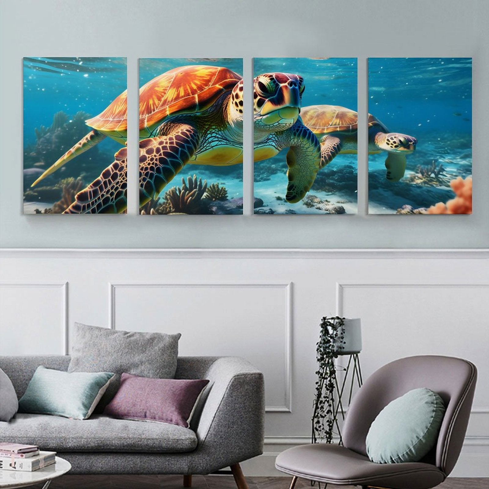 4 Panel Hanging Posters Vertical SolarLab_Sea_turtles_tropical_sea_island_sunlight_hyper-detail__f51f3df4-db17-400d-8a6f-7664e53448e9 normal-online-PERSONAL DESIGN