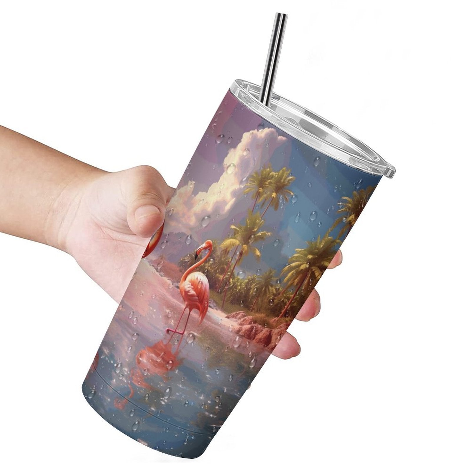 Car Cup Full Width Printed, Flamingos, CA01A05 - iTopMax