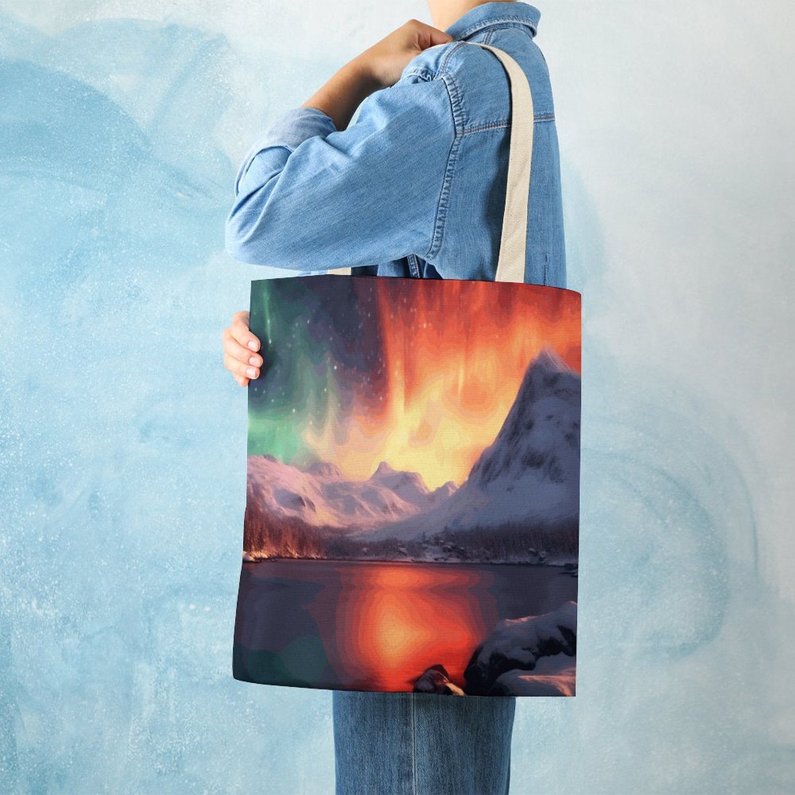 Canvas Tote Bag Double SolarLab_Norwegian_aurora_winter_mountains_forests_lake_hyper-d_d5f5f8af-edcf-4892-a640-8e4a2b673b21 Style 38×41cm normal-online-PERSONAL DESIGN