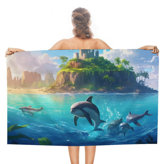 Beach Towel SolarLab_Dolphins_tropical_sea_island_sunlight_fantasy_stock_il_fcec8005-dae5-4c03-8fbd-f778649c18b4 Style One Size normal-online-PERSONAL DESIGN