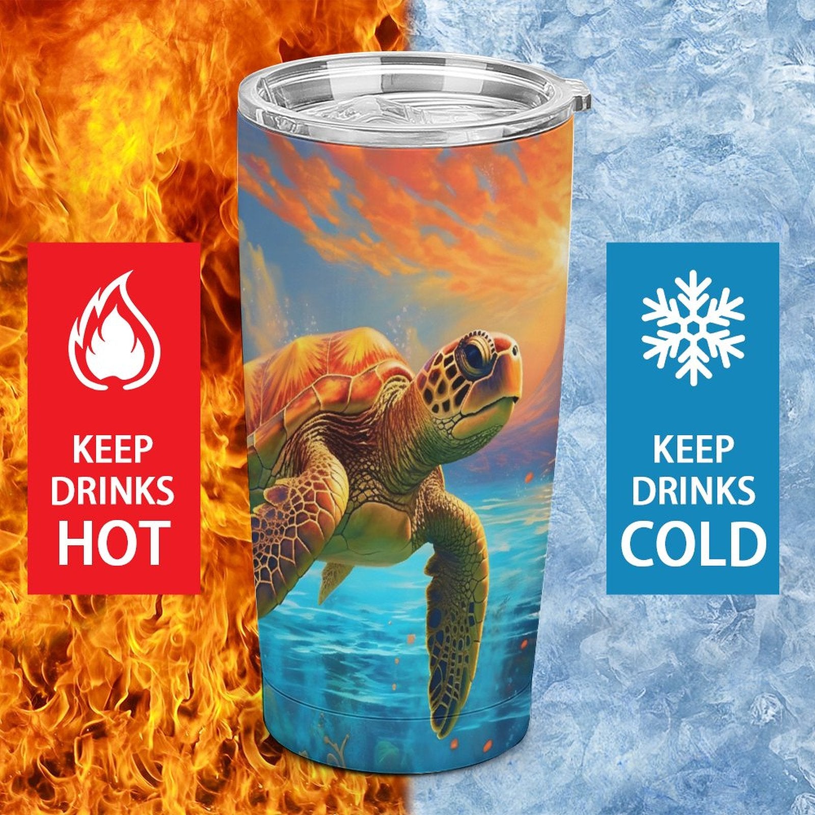 Car Cup Full Width Printed, Sea turtles, CA01A16 - iTopMax