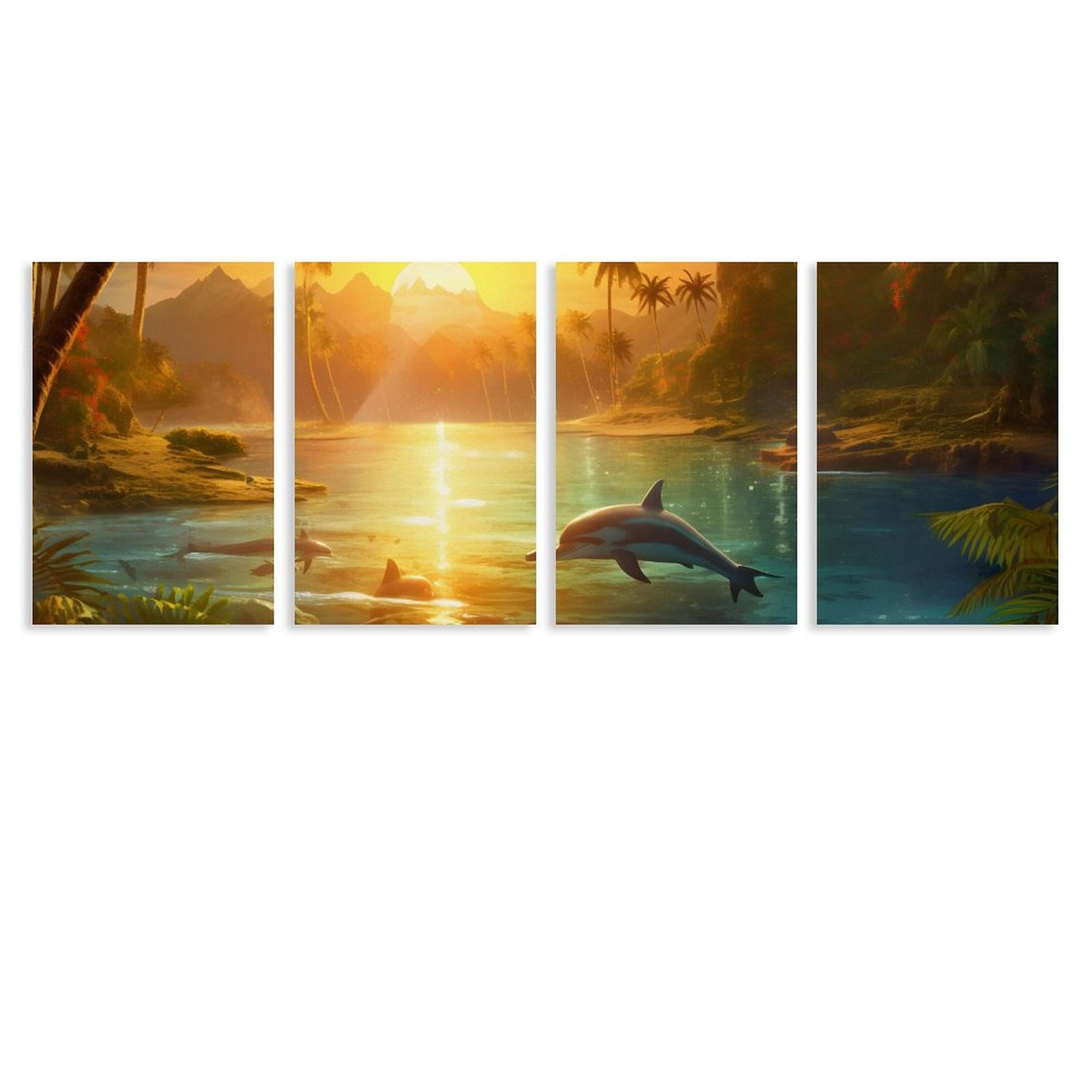4 Panel Hanging Posters Vertical SolarLab_Dolphins_tropical_sea_island_sunlight_fantasy_stock_il_a1e3c590-502d-47a3-b8a0-58084a7f2d16 normal-online-PERSONAL DESIGN