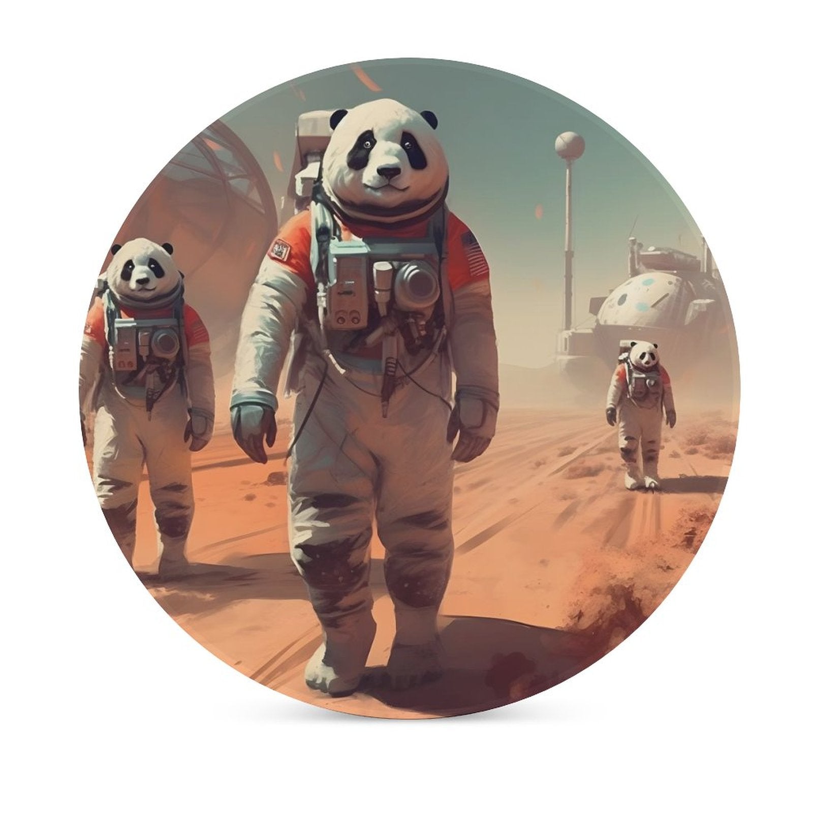 Ceramic Coasters (Round) SolarLab_Pandas_astronaut_walk_on_the_Mars_starship_Cyberpunk_f_2cc9b61d-e23a-4714-b196-75907c177544 normal-online-PERSONAL DESIGN