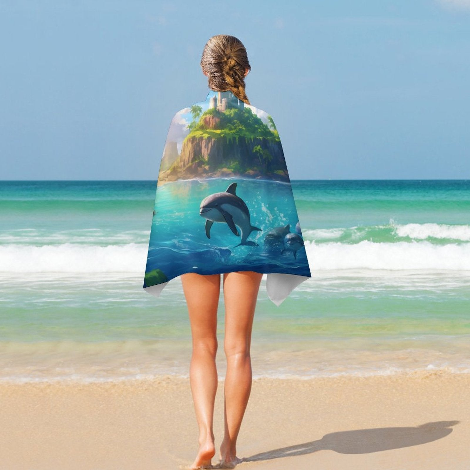 Beach Towel SolarLab_Dolphins_tropical_sea_island_sunlight_fantasy_stock_il_fcec8005-dae5-4c03-8fbd-f778649c18b4 Style One Size normal-online-PERSONAL DESIGN