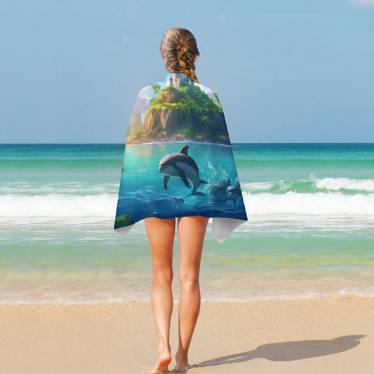Beach Towel SolarLab_Dolphins_tropical_sea_island_sunlight_fantasy_stock_il_fcec8005-dae5-4c03-8fbd-f778649c18b4 Style One Size normal-online-PERSONAL DESIGN