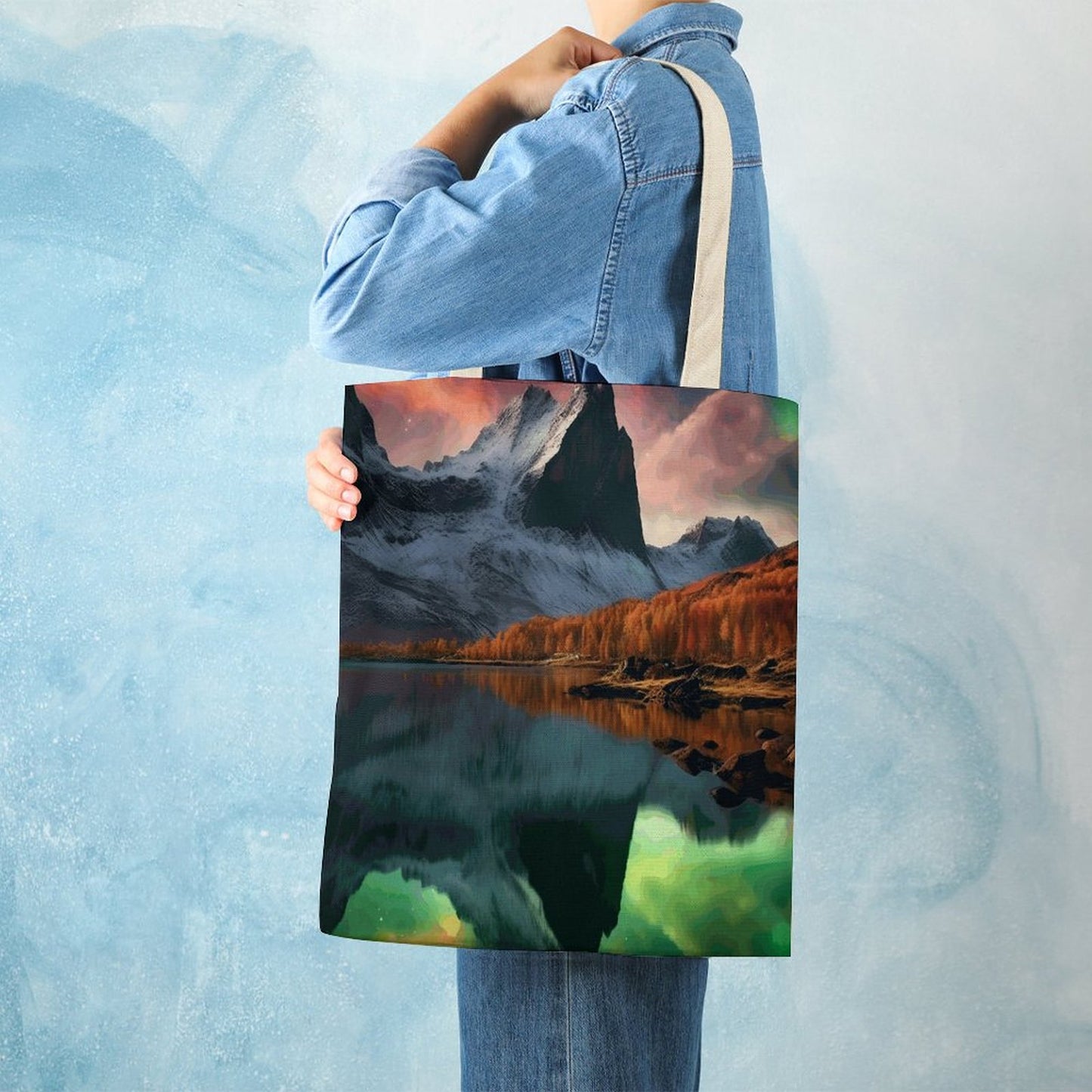 Canvas Tote Bag Double SolarLab_Norwegian_aurora_autumn_mountains_forests_lake_hyper-d_fd6b31eb-d54c-4ac7-9098-1bd7b0c69e9a Style-11 38×41cm normal-online-PERSONAL DESIGN