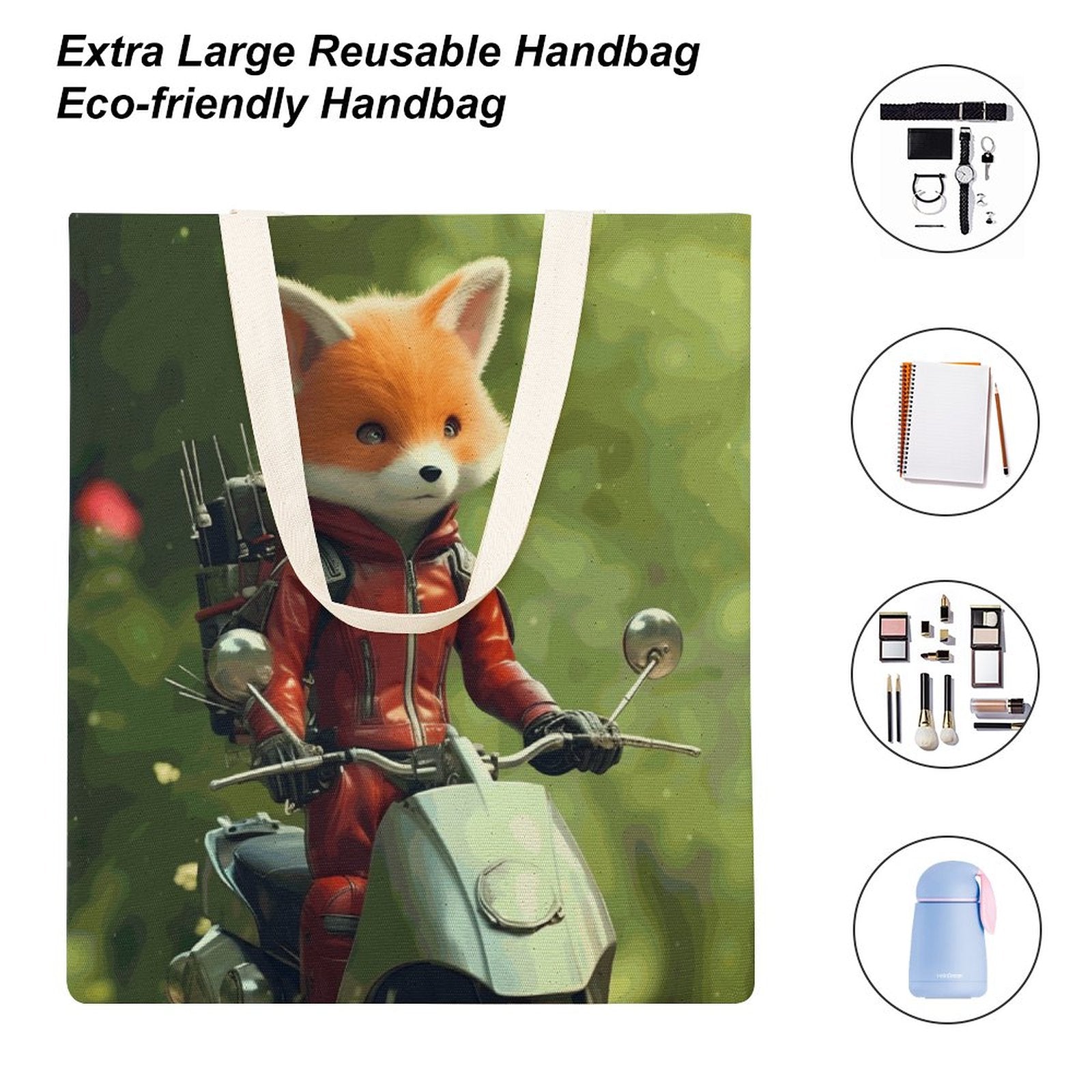 Canvas Tote Bag Double Fox_002 Style 38×41cm normal-online-PERSONAL DESIGN