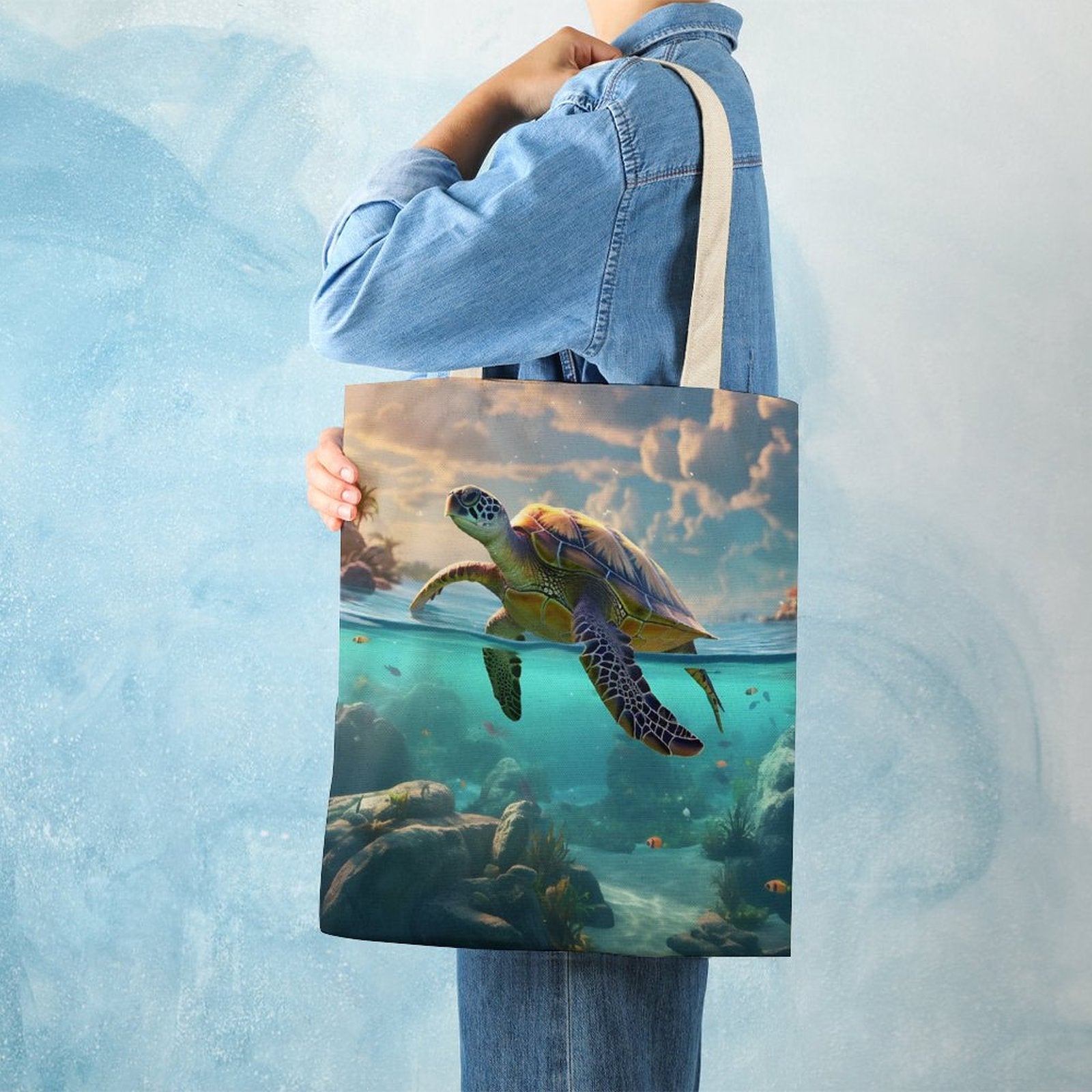 Canvas Tote Bag Double Side, Sea Turtles, B001A001 - iTopMax