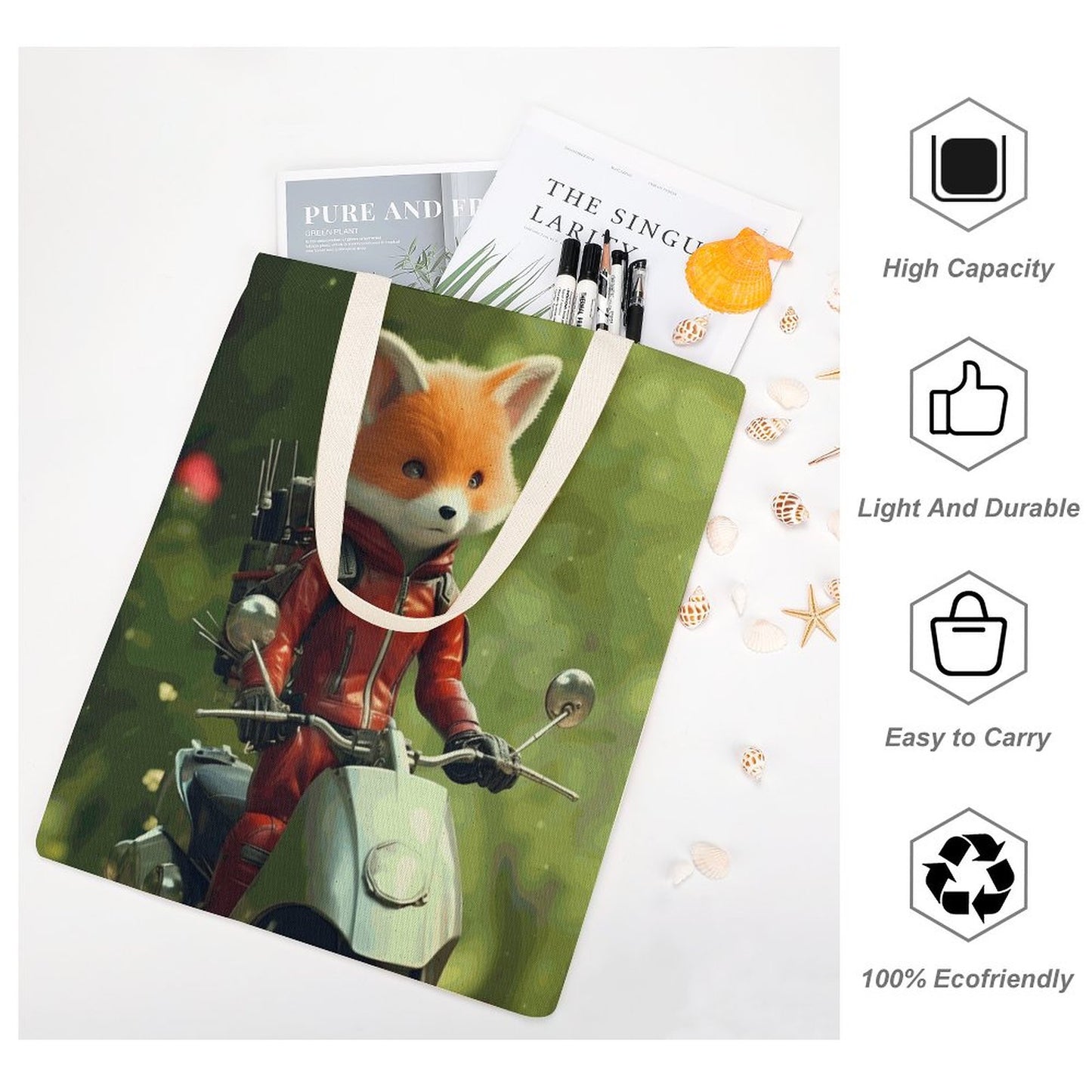 Canvas Tote Bag Double Fox_002 Style 38×41cm normal-online-PERSONAL DESIGN