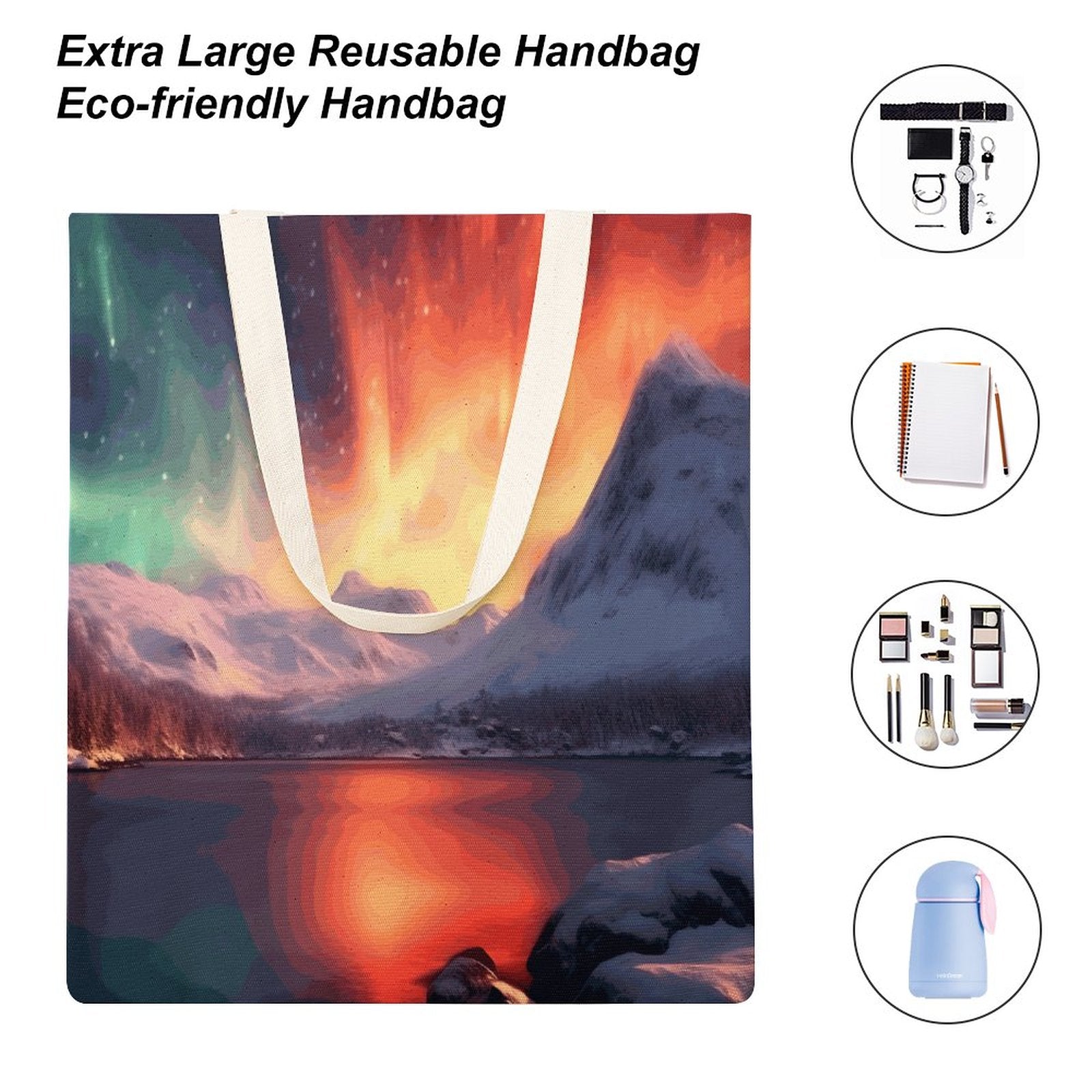 Canvas Tote Bag Double SolarLab_Norwegian_aurora_winter_mountains_forests_lake_hyper-d_d5f5f8af-edcf-4892-a640-8e4a2b673b21 Style 38×41cm normal-online-PERSONAL DESIGN