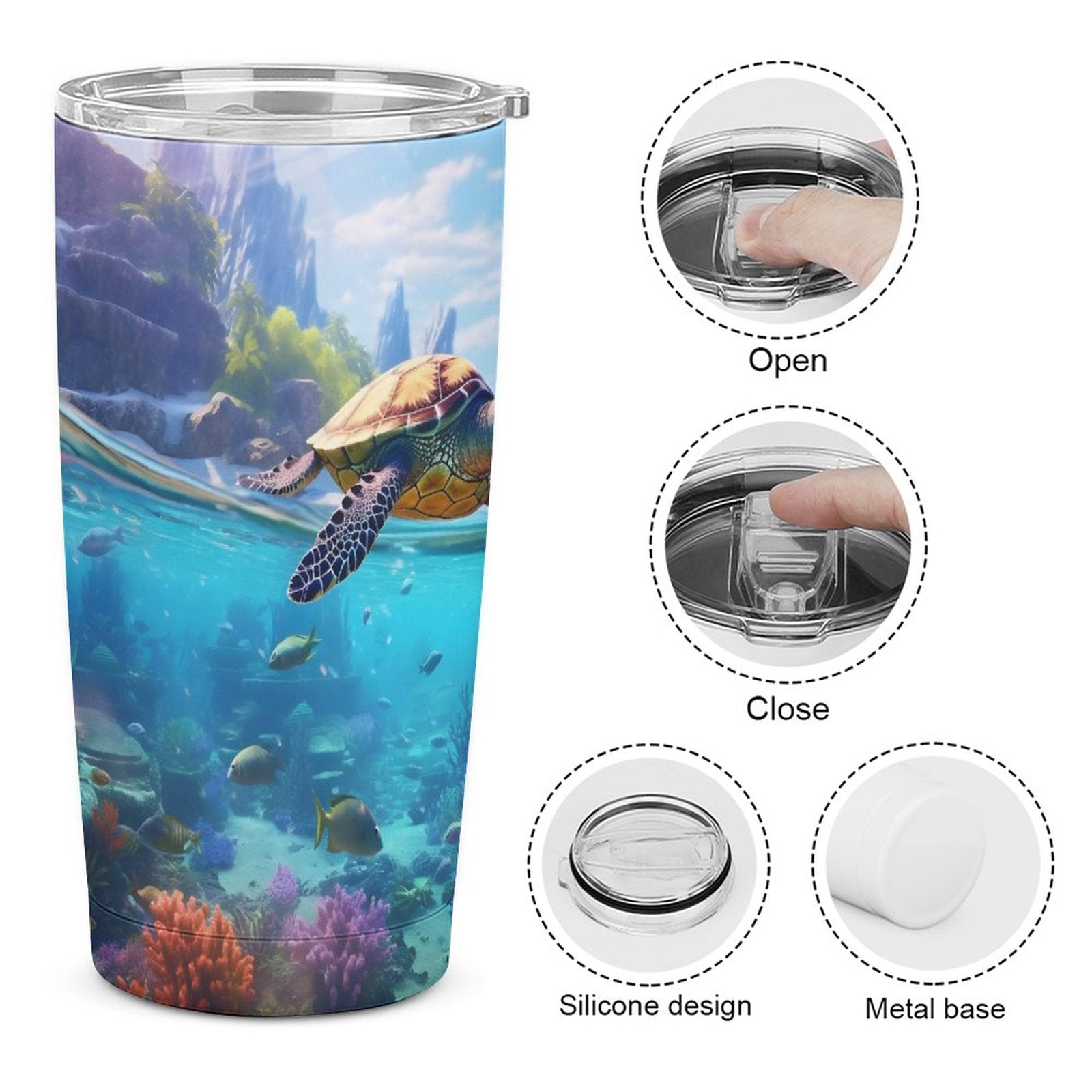 Car Cup Full Width Printed, Sea turtles, CA01A15 - iTopMax