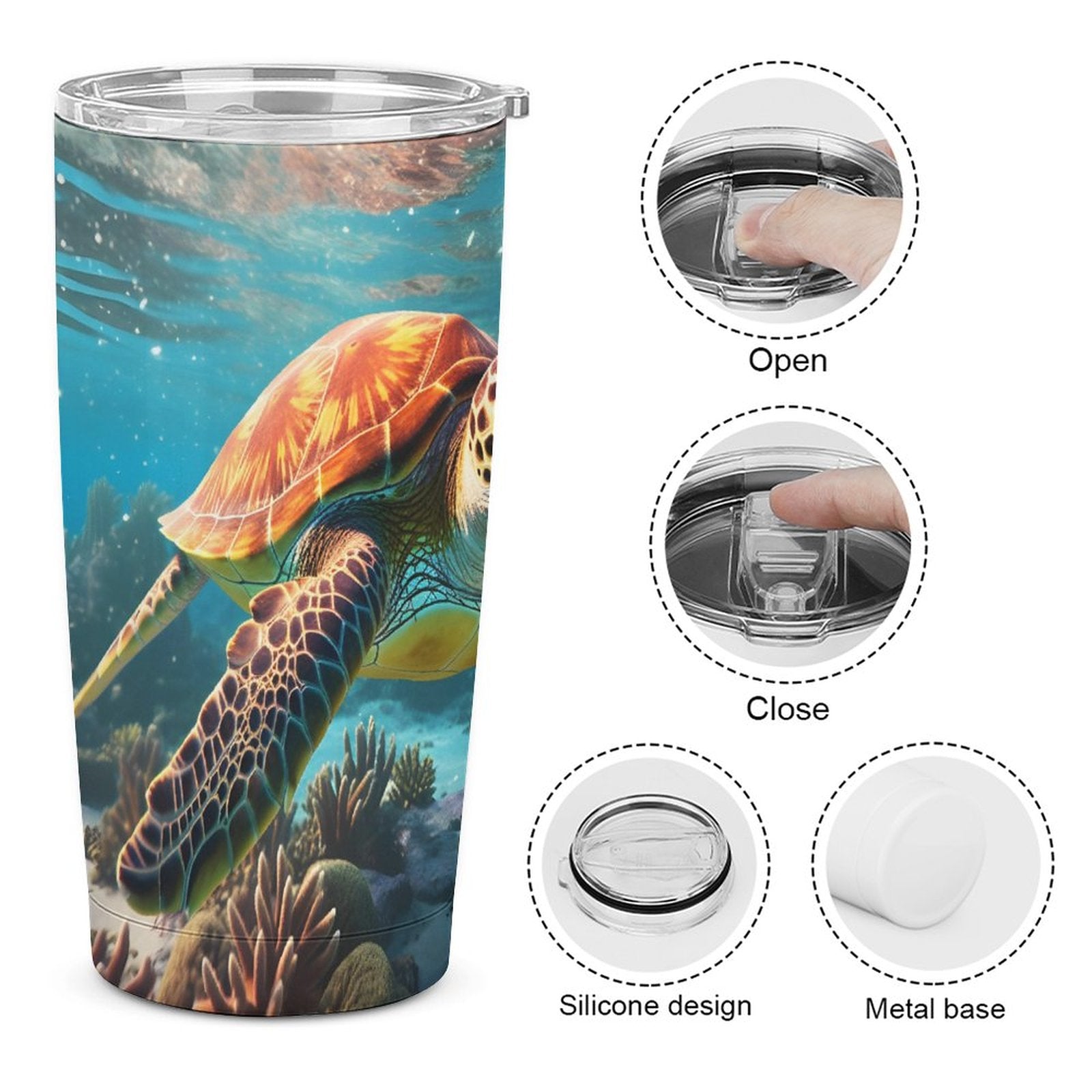 Car Cup Full Width Printed, Sea turtles, CA01A14 - iTopMax